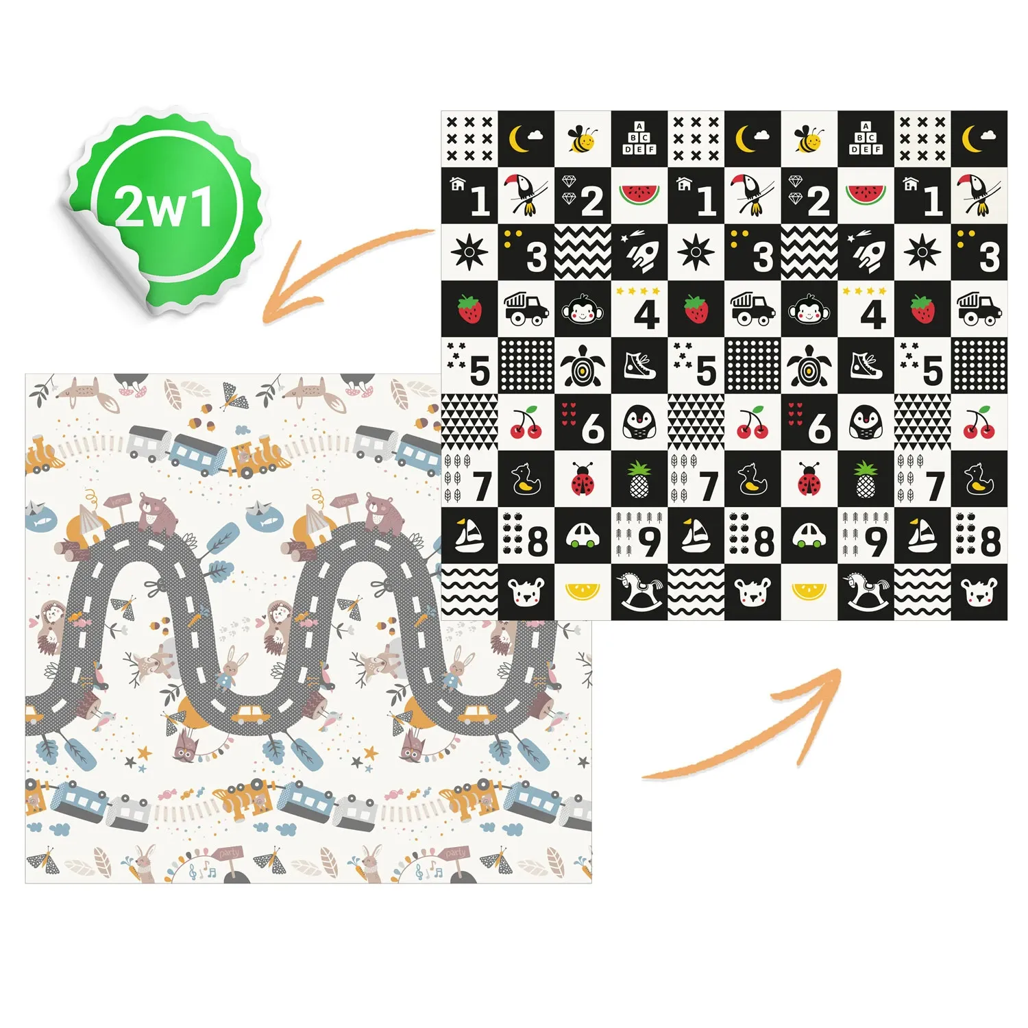 Sulankstomas edukacinis putplasčio kilimėlis 200 x 180 x 1 cm Nukido NK-340 - nuotrauka 1