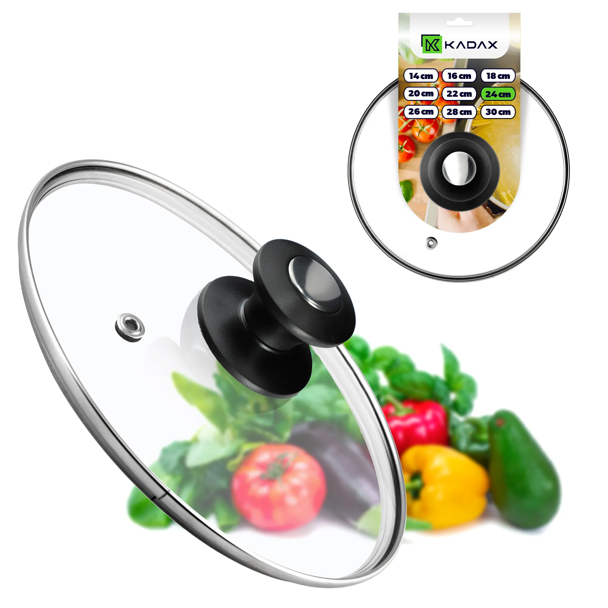 Barletta 24 cm orkaitėje atsparus dangtis su juoda rankena