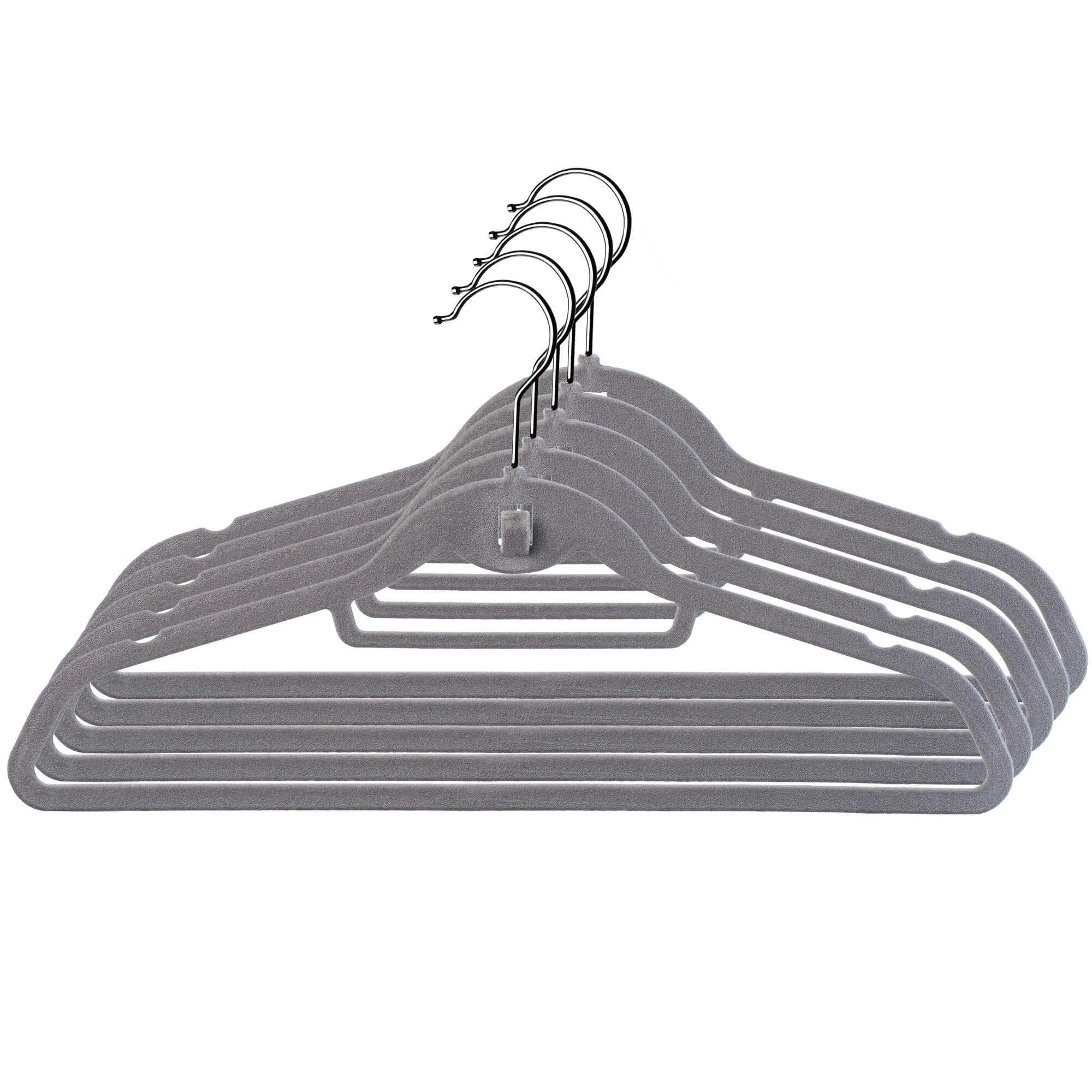 Tamsiai pilka pūkuota drabužių pakaba, 5 vnt.