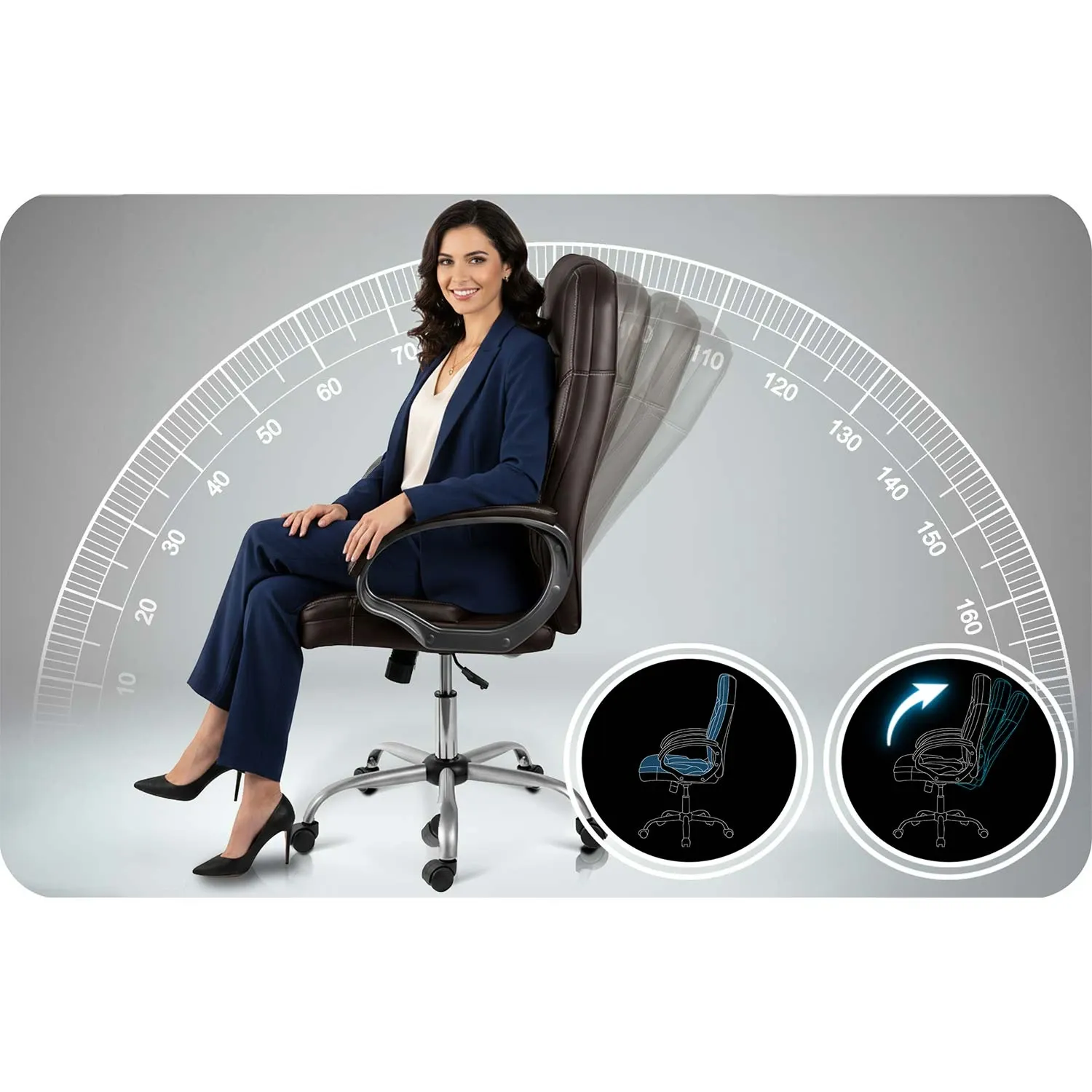 Sofotel tamsiai ruda besisukanti biuro kėdė - nuotrauka 1