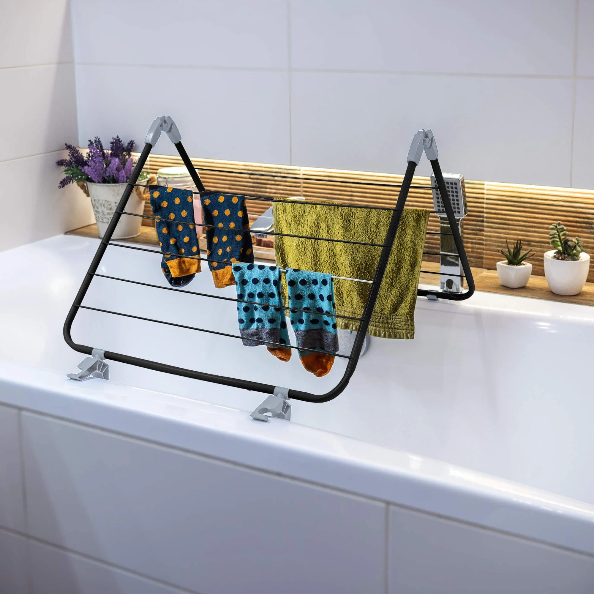 Sava 3 viename pastatoma drabužių džiovyklė, 168 cm, juoda