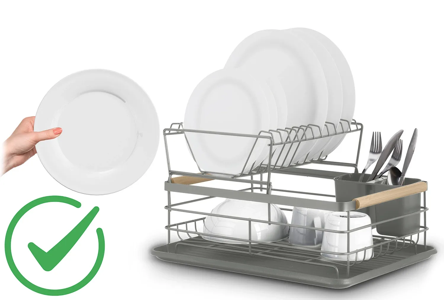 Dviejų lygių indų džiovyklė MS-601 Massido pilka - nuotrauka 1