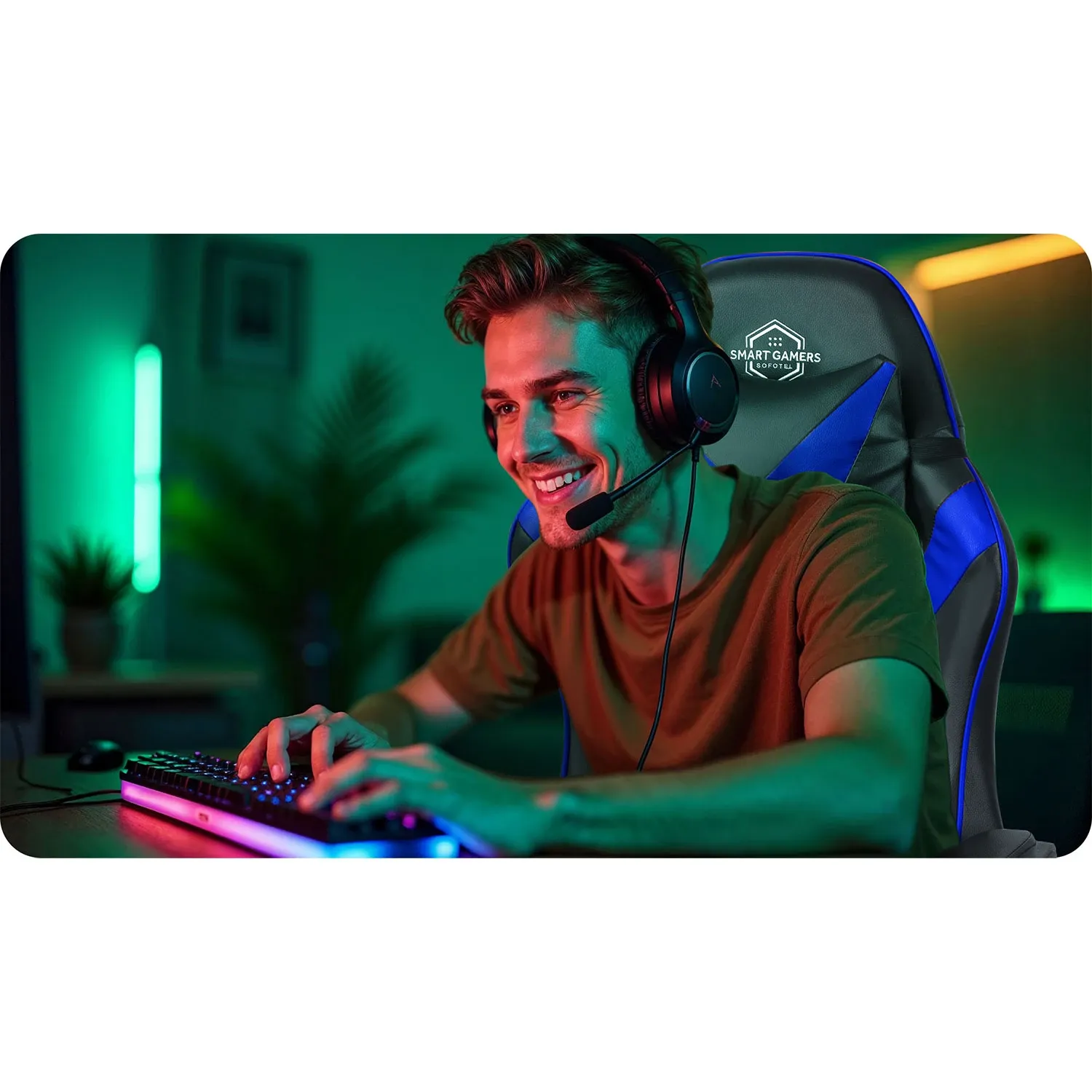 Sofotel Draknor žaidimų kėdė, juoda ir mėlyna - nuotrauka 1