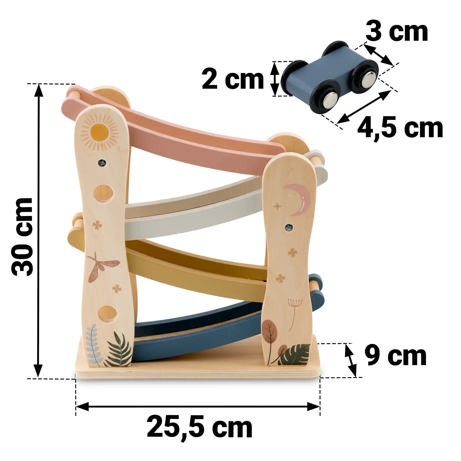 Medinis žaislinis čiuožykla su mašinėlėmis NK-855 Nukido - nuotrauka 1