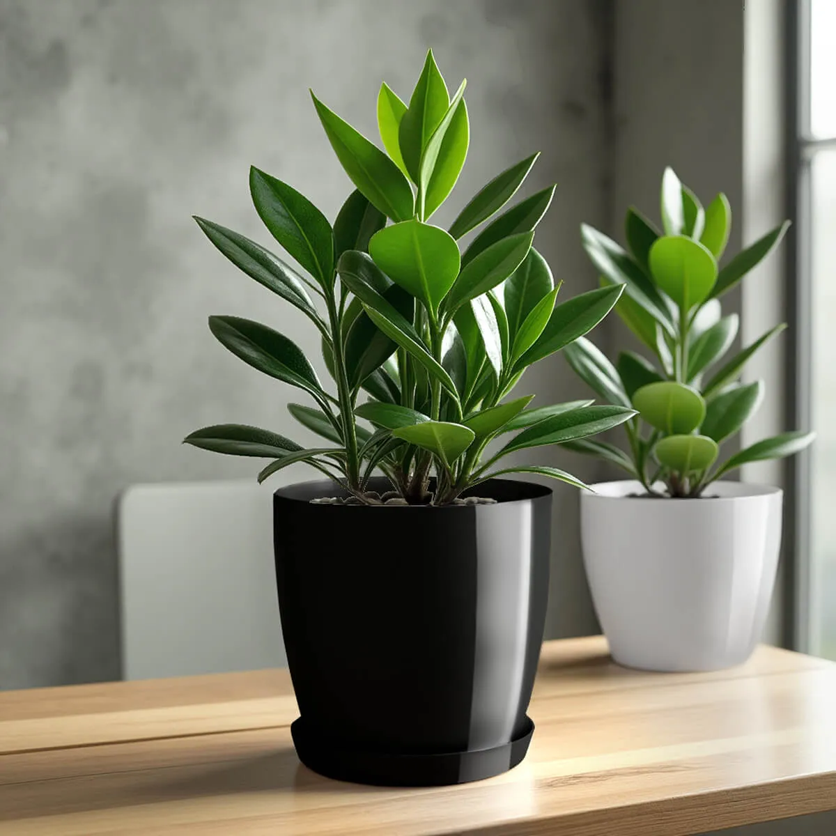 Agen vazonas su lėkštute, juodas, 18 cm, 3 vnt.