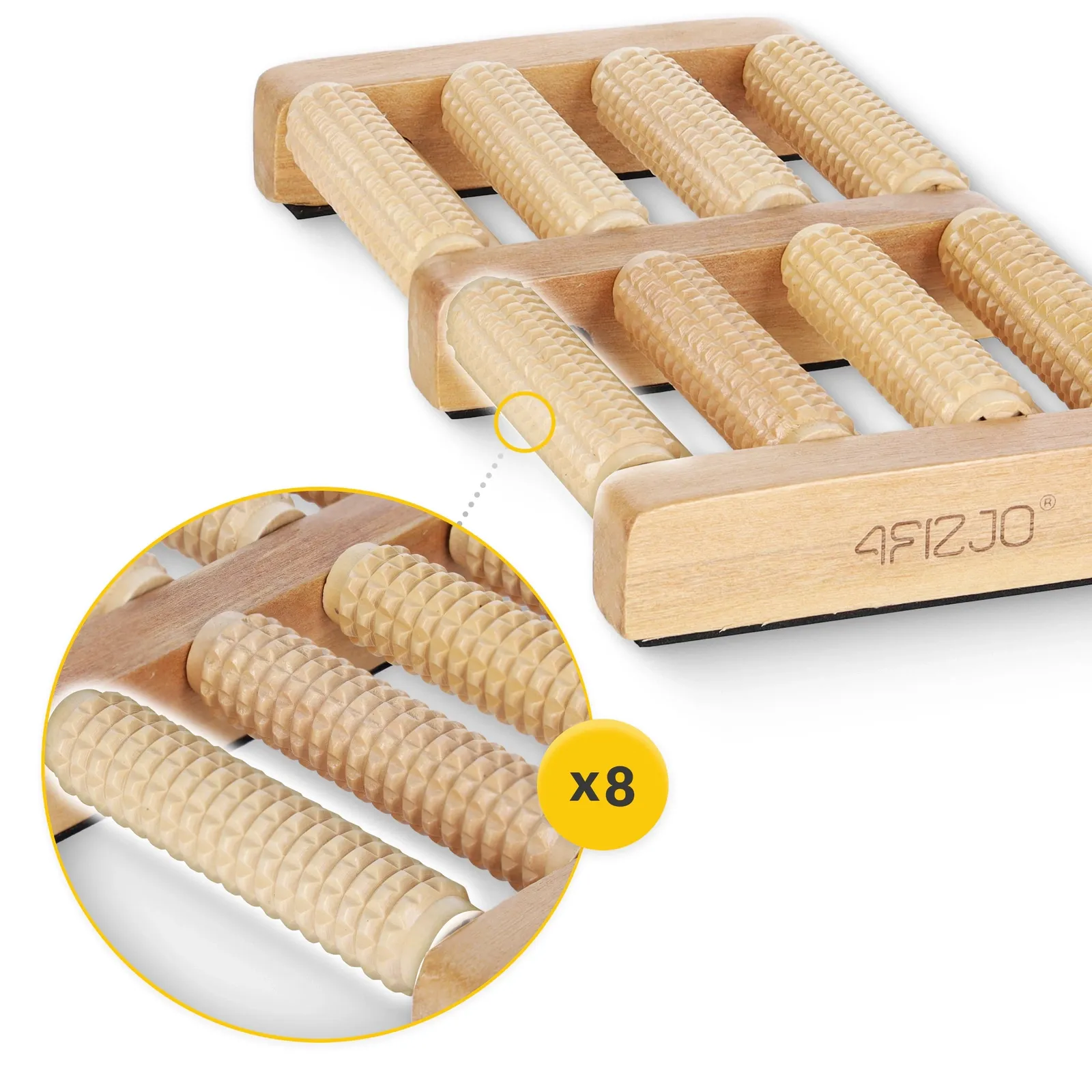 Dvigubas medinis pėdų masažo volelis