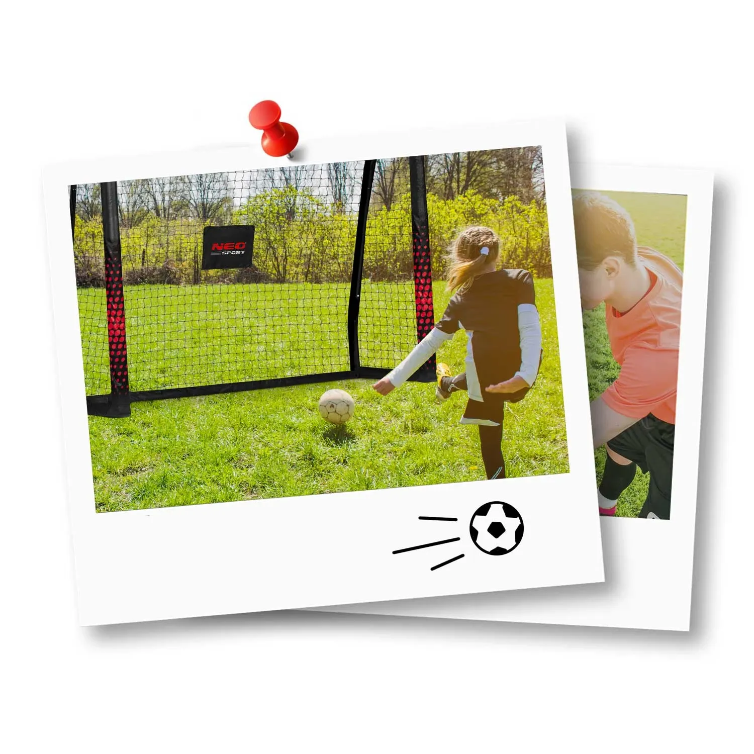 Futbolo vartai 180 x 120 x 60 cm NS-463 juodi ir raudoni - nuotrauka 1