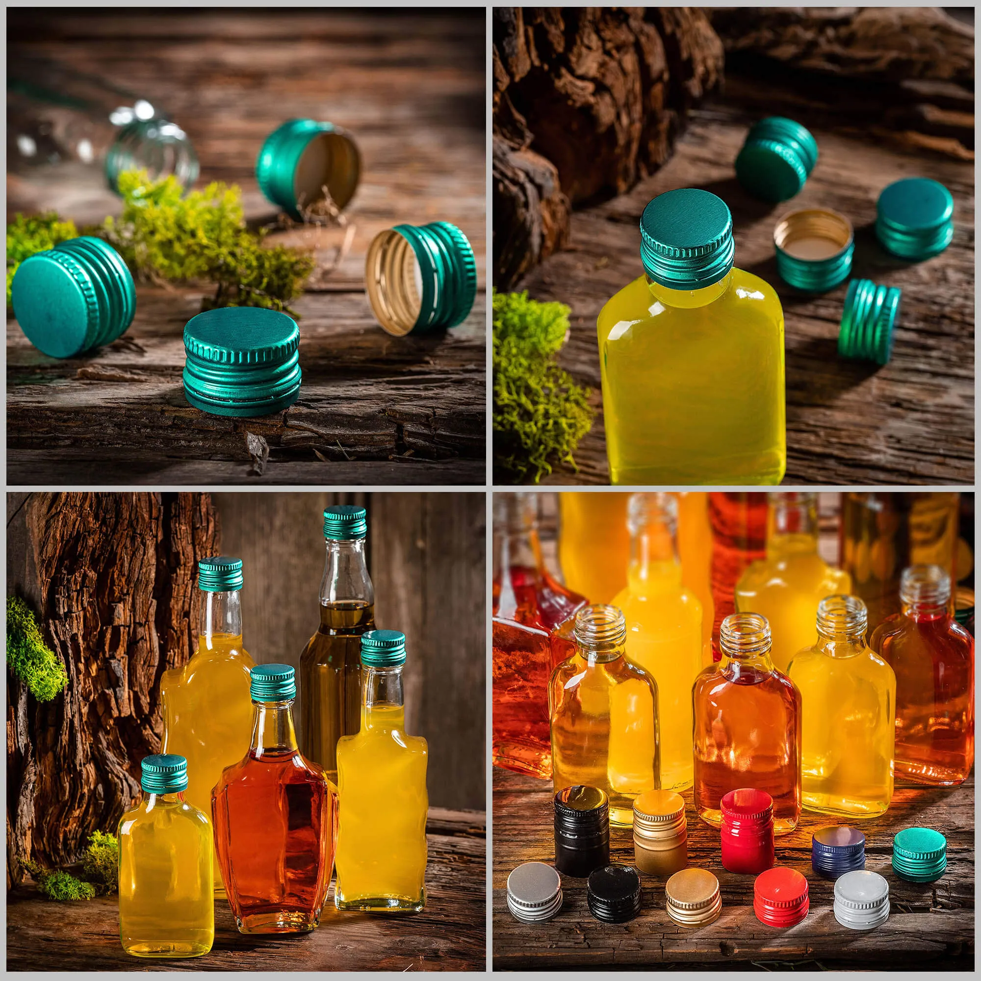 Annot aliumininiai butelių kamšteliai, 28 mm skersmens, žali, 10 vnt.