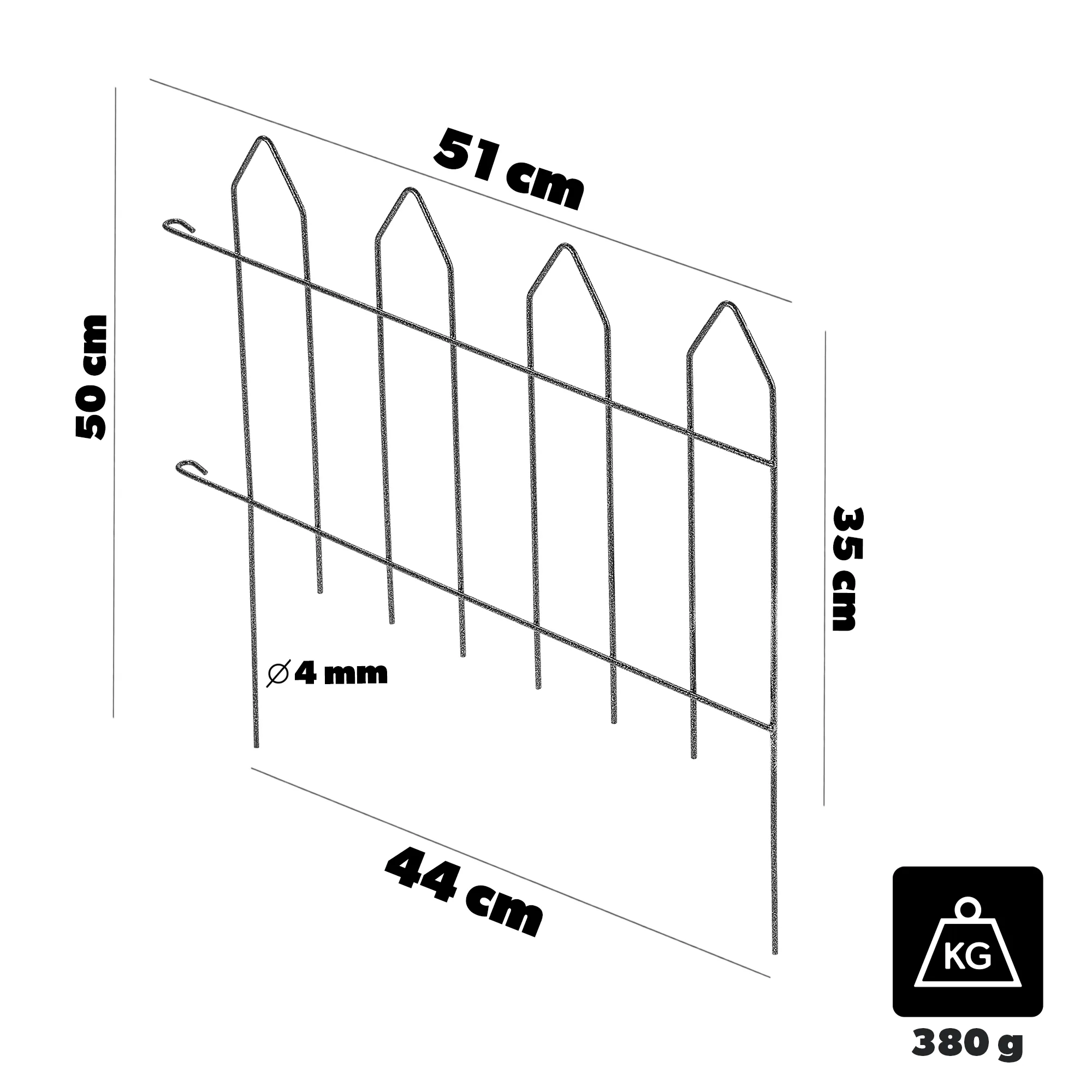 Plieninė sodo tvora Lincas 51 cm