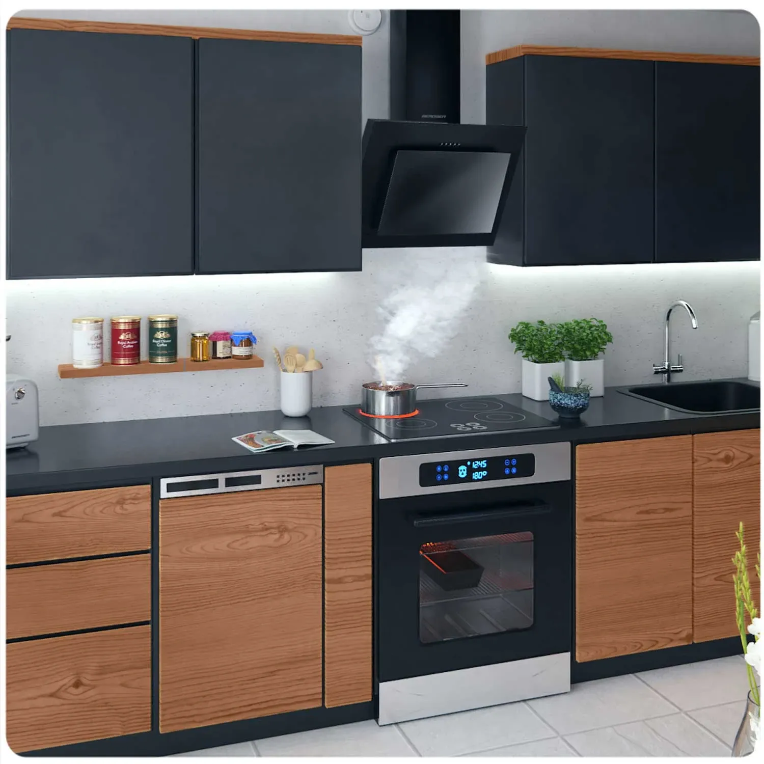 Berdsen BT-215 60 cm kamino formos viryklės gartraukis, juodas - nuotrauka 1