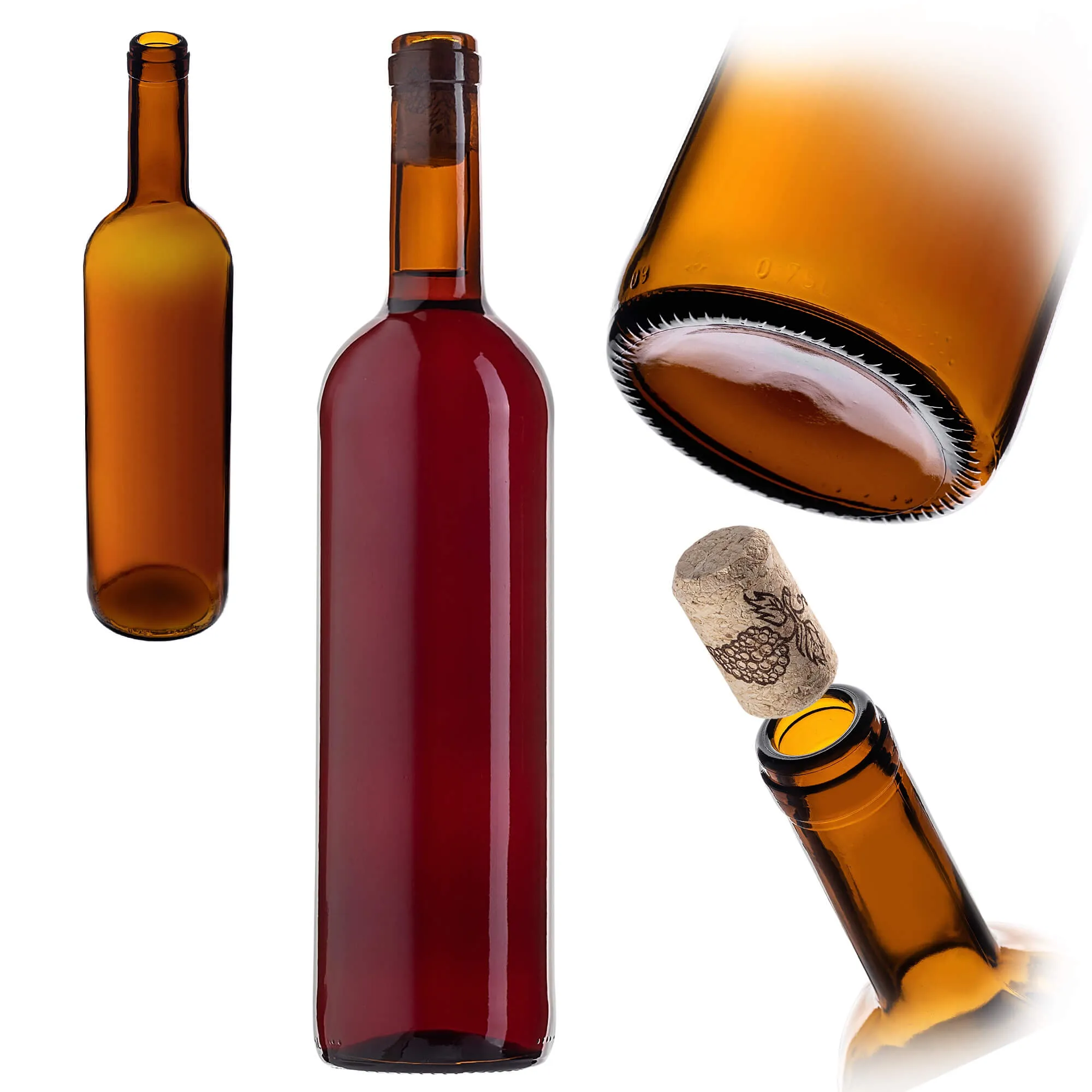 Biagio vyno butelis 750 ml rudas su aglomeruotu kamščiu 1 vnt.