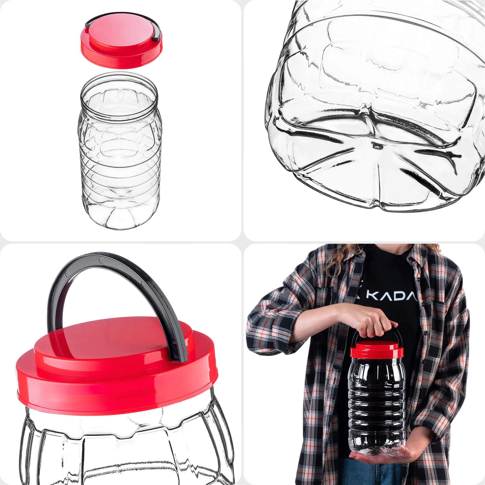 PET indelis su užsukamu dangteliu ir rankena „Riccia universal“ 3 l, 1 vnt.