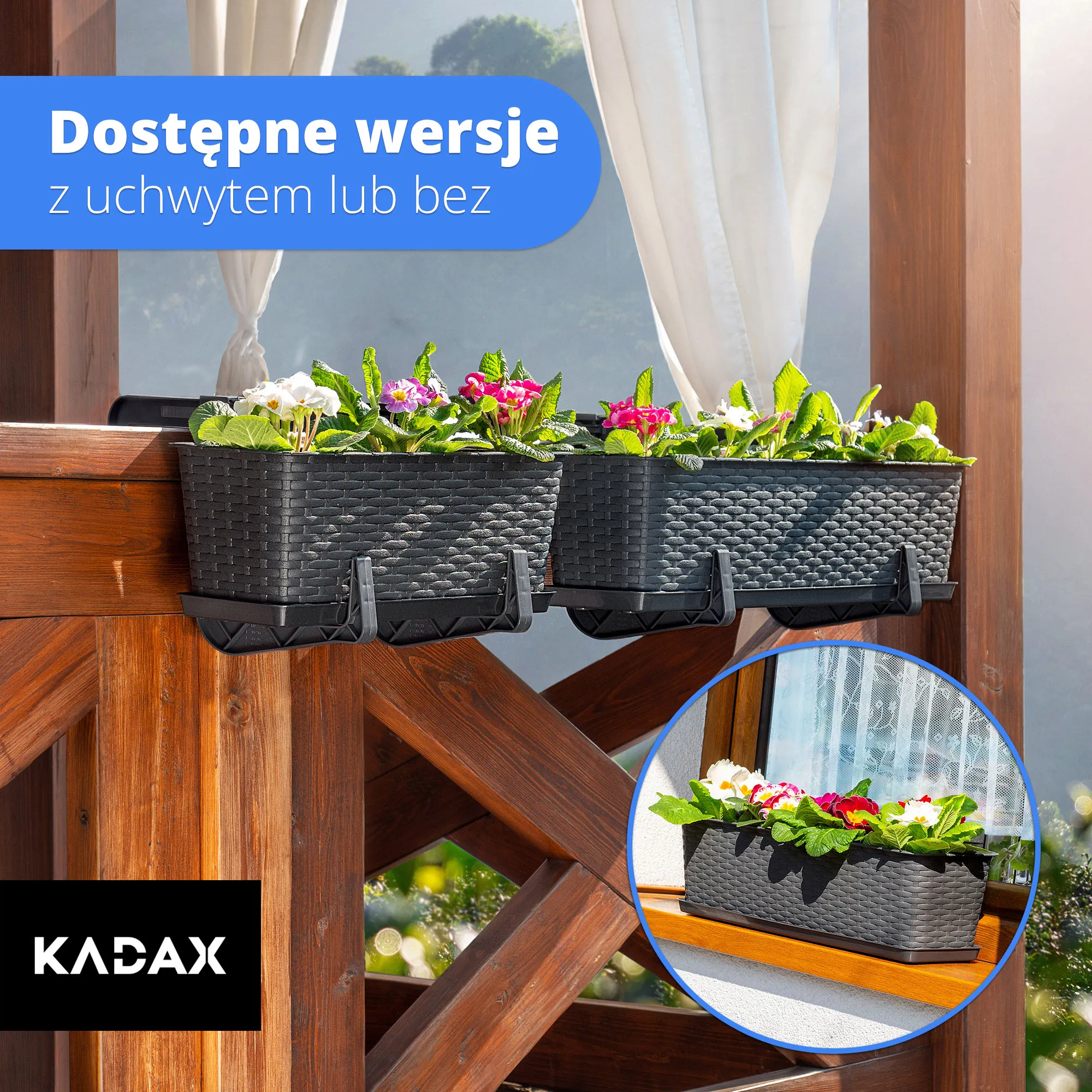 Balkoninis gėlių vazonas su rankenomis Frette 60 x 17 cm