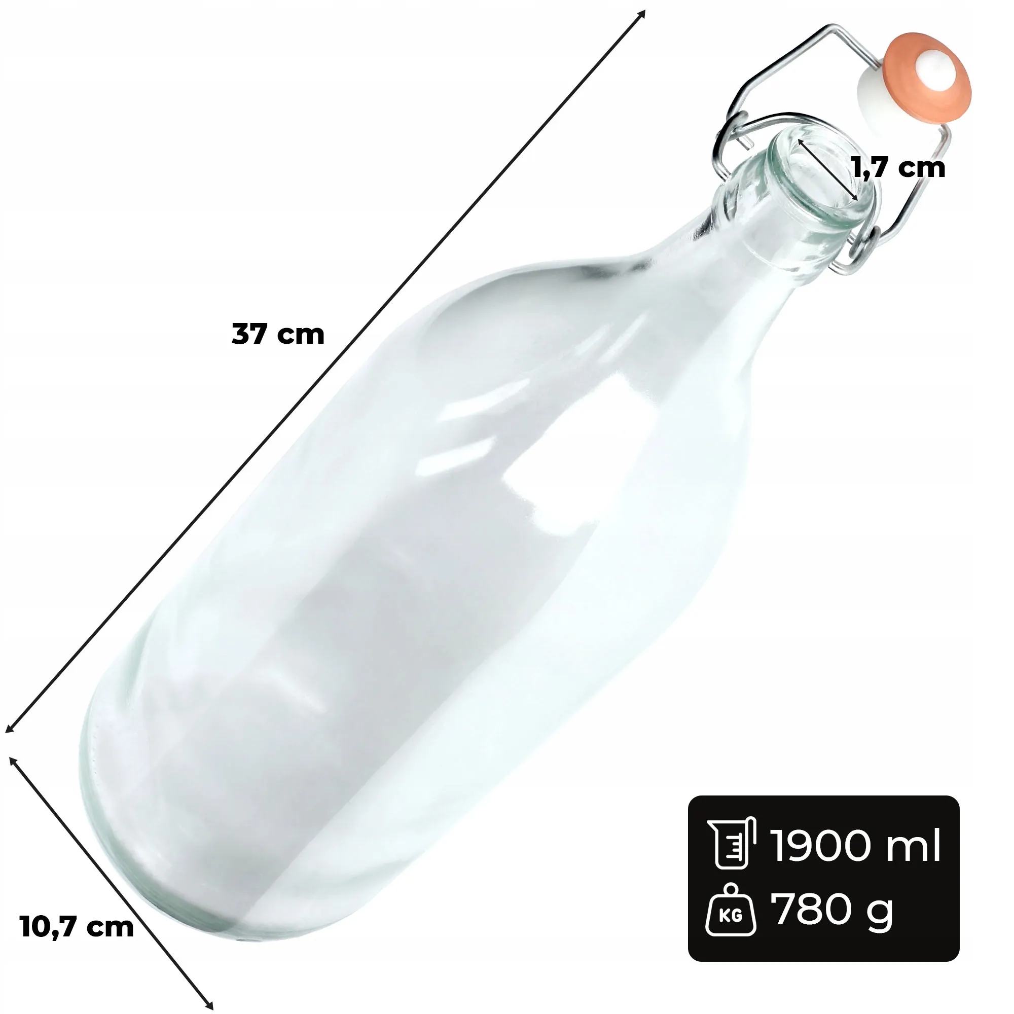 Butelis su mechaniniu kamščiu 1,9 l