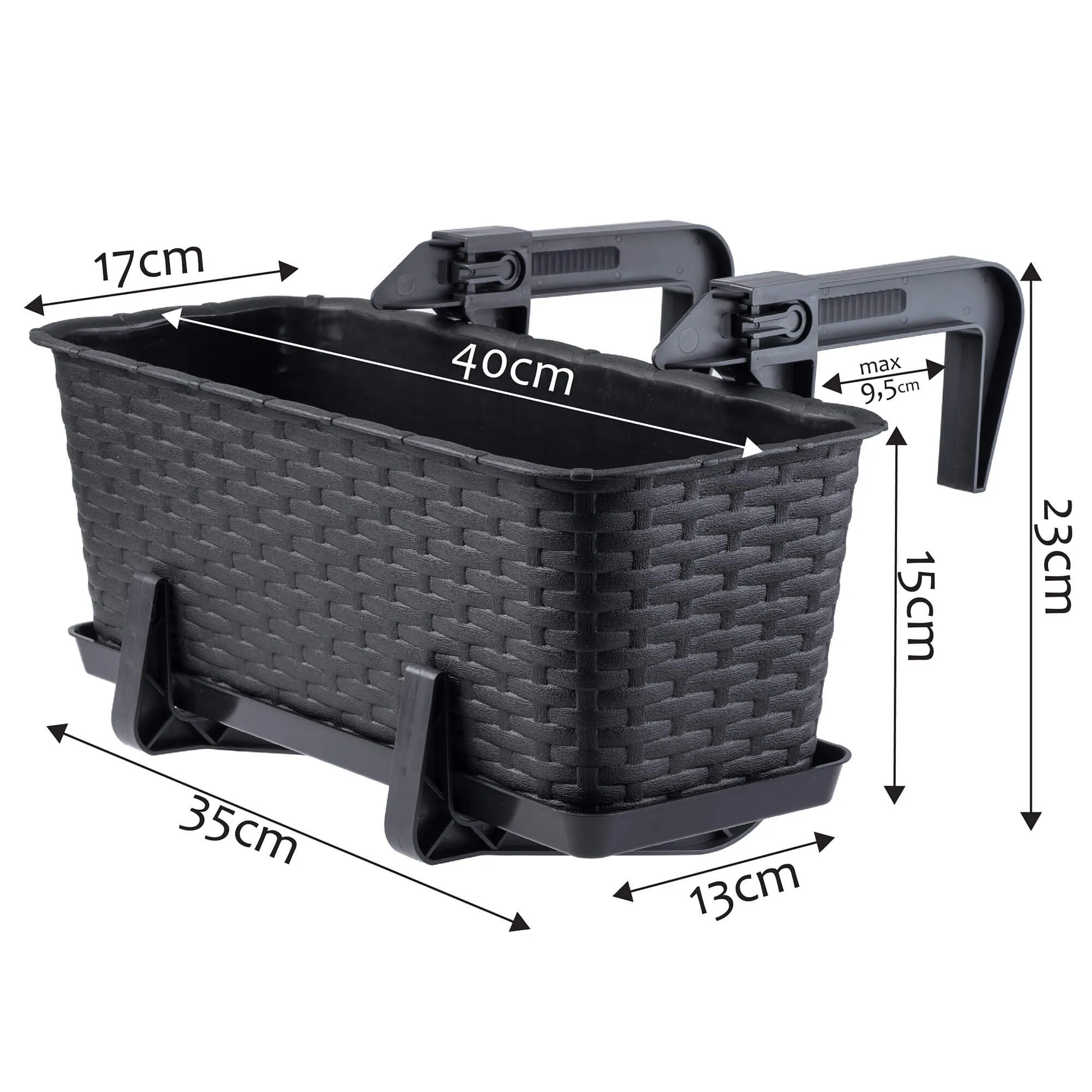 Rotango vazonas su lėkštute Frette 40 cm + 2 rankenos