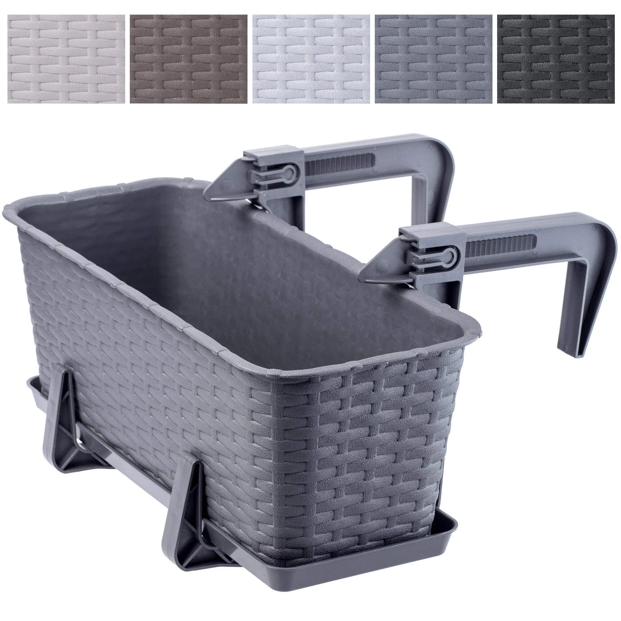 Rotango balkono dėžė su pagrindu ir rankenomis Frette 40 cm