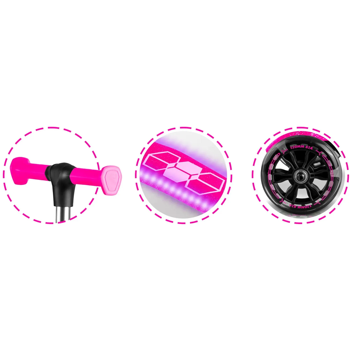 „Ricokids Jelly“ triratis balansinis paspirtukas vaikams, šviečiantis tamsoje - rožinis - nuotrauka 1