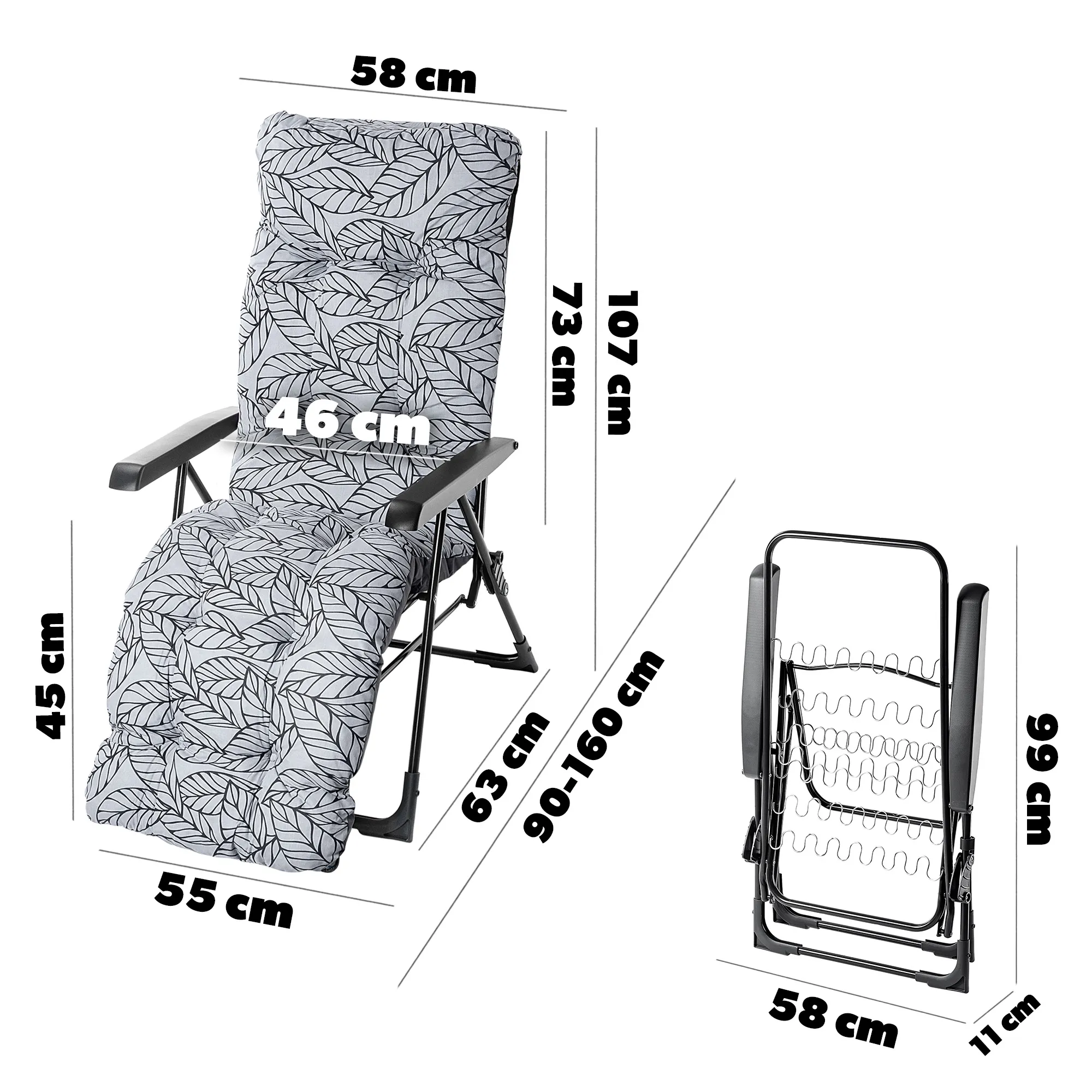 „Soller Plus“ sodo gultas 150 x 68 cm „Pilki lapai“
