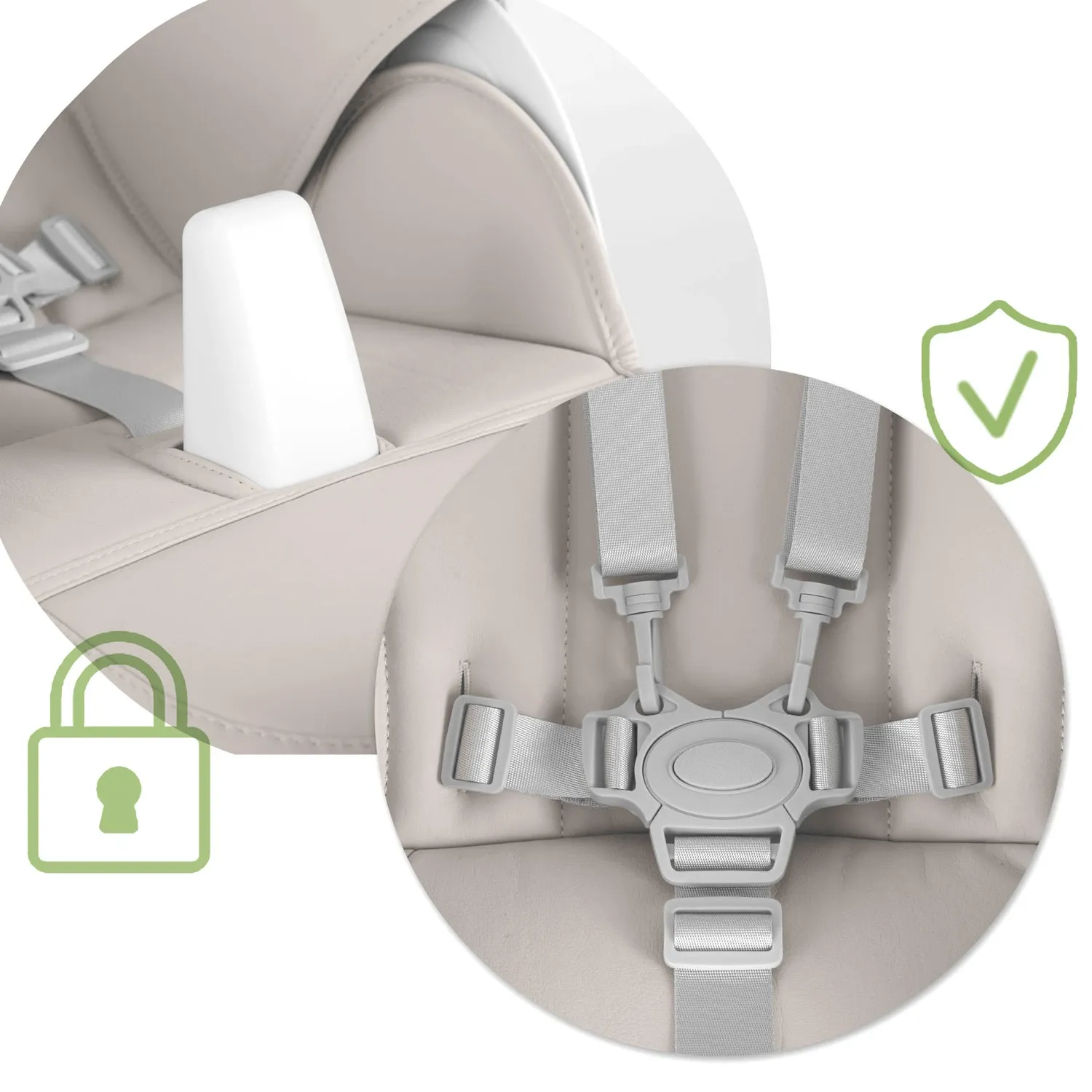 Vaikiška maitinimo kėdutė su staliuku, Belo batutas, pilkas + žaislų laikiklis - nuotrauka 1