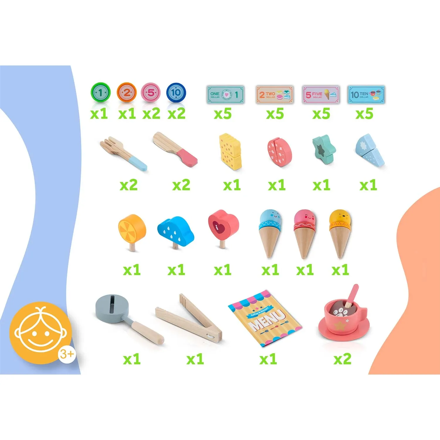 Medinis ledų kavinės žaislas vaikams Nukido NK-880 - nuotrauka 1