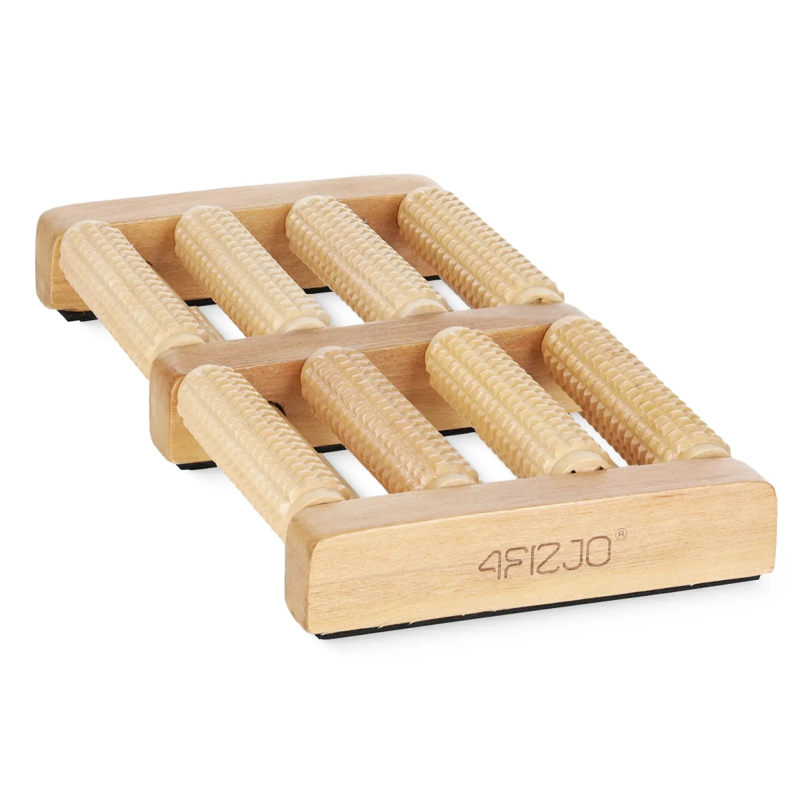 Dvigubas medinis pėdų masažo volelis