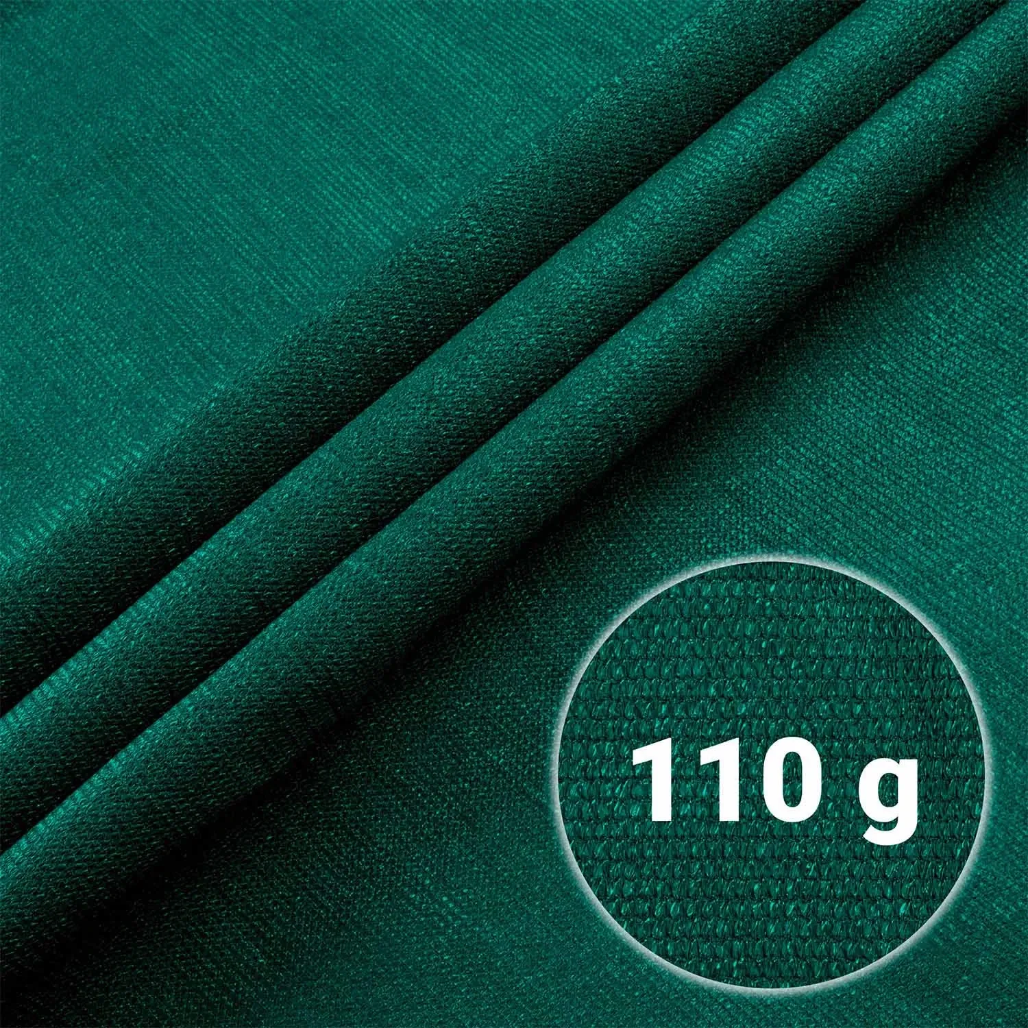 Tinklelis nuo šešėlių 1,5 x 25 m, 110 g/m2 + 50 spaustukų, žalias - nuotrauka 1