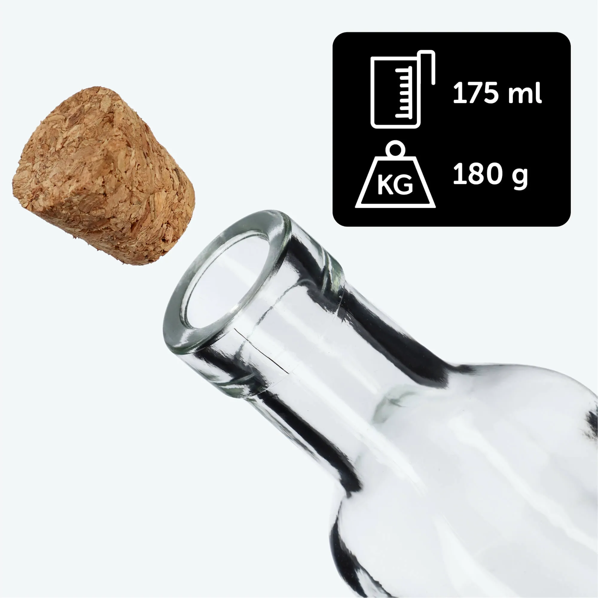 Butelis su kamščiu skystiems prieskoniams 175 ml