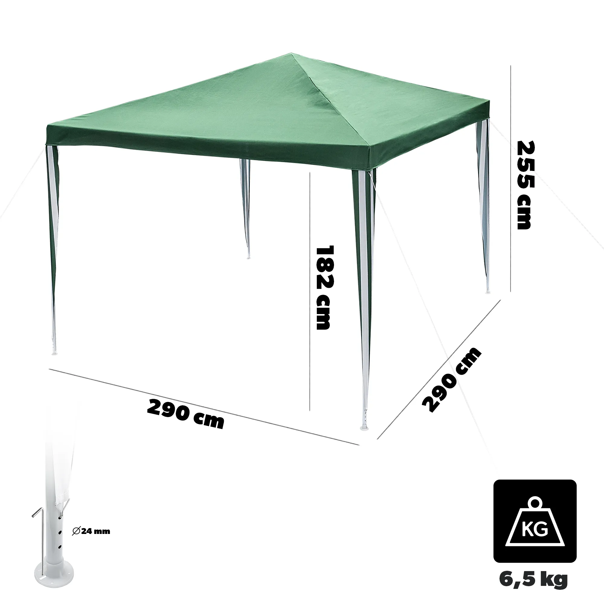 Sodo pavėsinė, tentinė Cormery 3x3x2,5m žalia