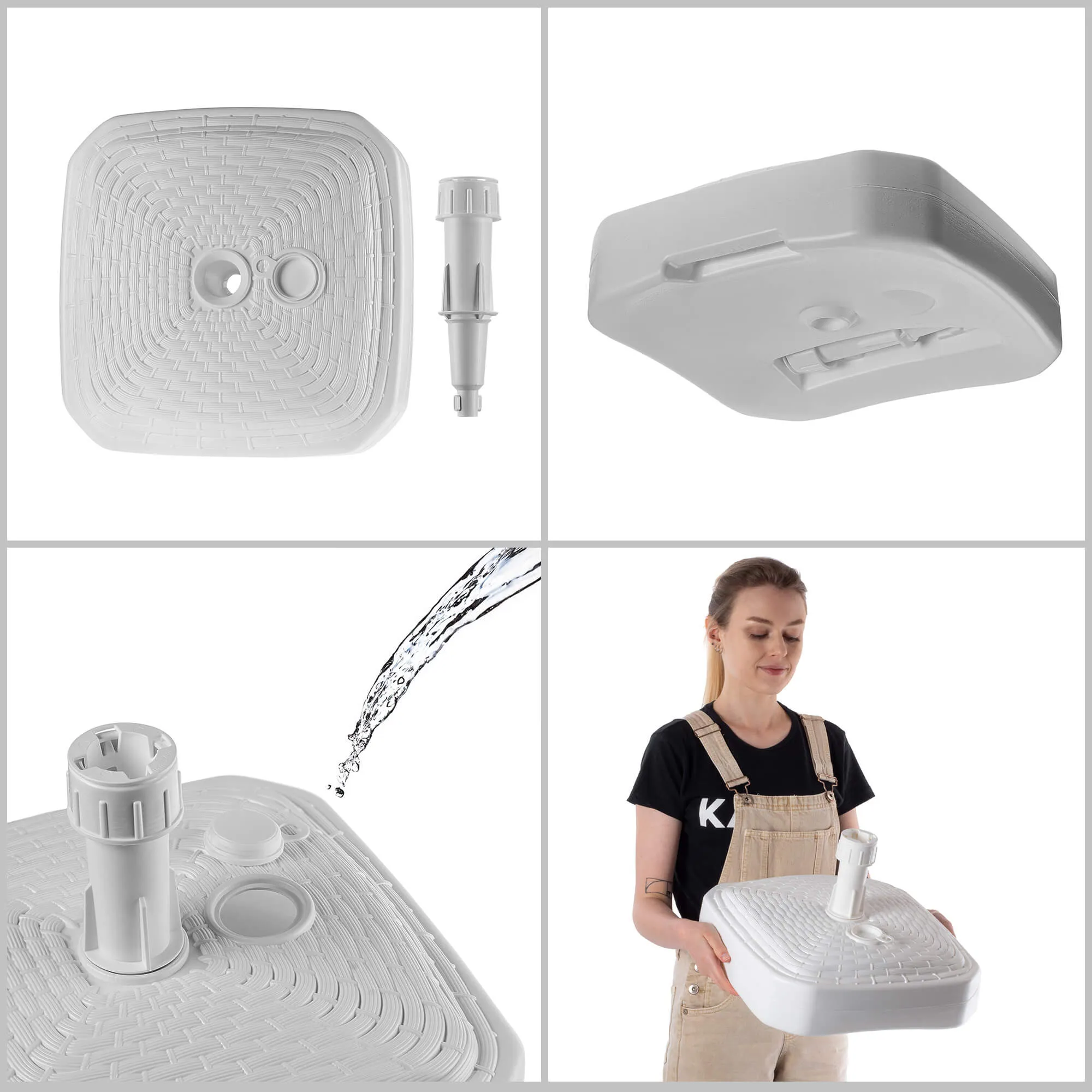 „Solero“ rotango kvadratinis sodo skėčio pagrindas, baltas