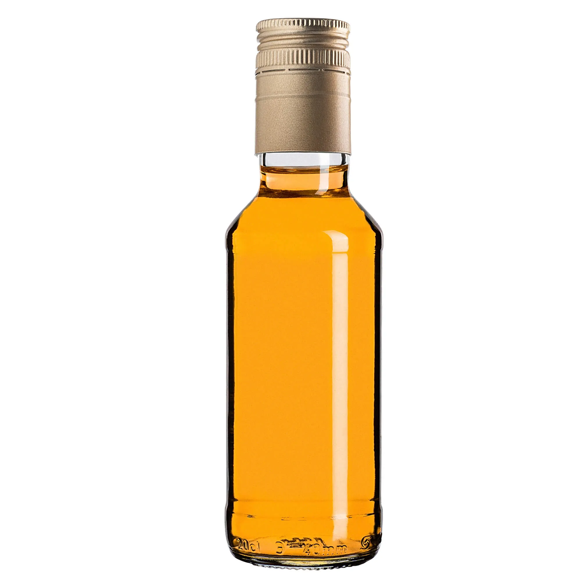 Monopol stikliniai buteliai 200 ml su ilgu auksiniu dangteliu, 100 vnt.