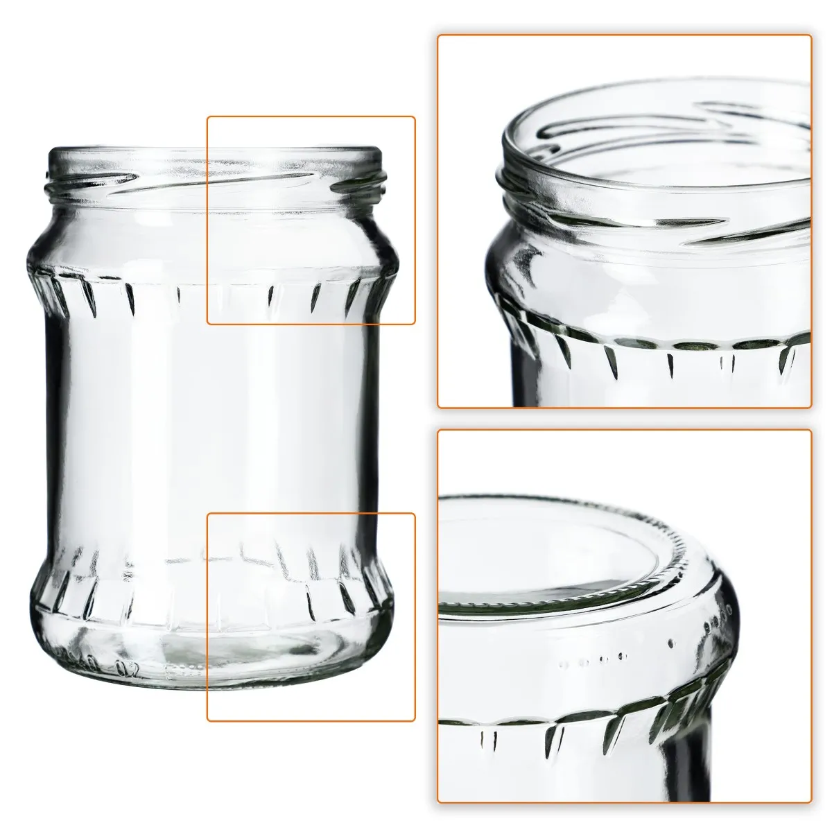 Kisko konservavimo stiklainiai 500 ml, 16 vnt., 82 mm + dangteliai su raudonomis grotelėmis