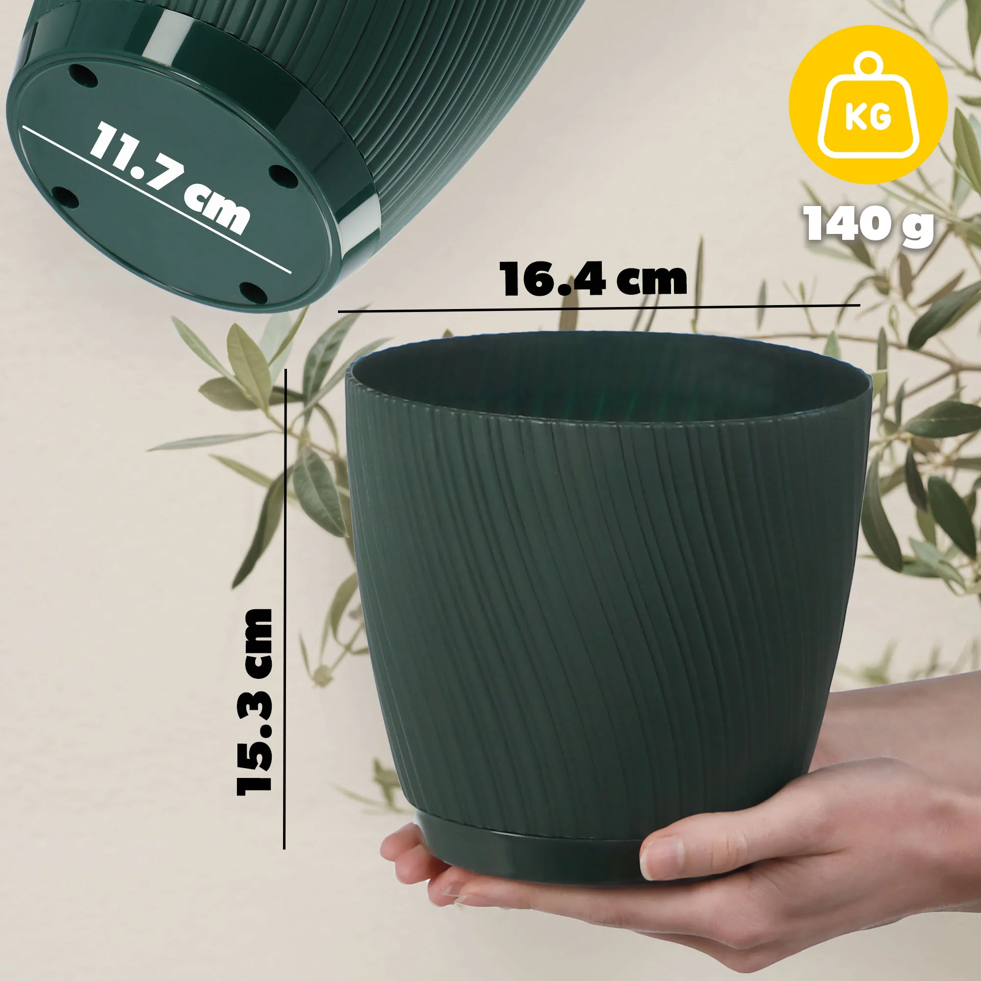Tubas vazonas su lėkštute 17 cm