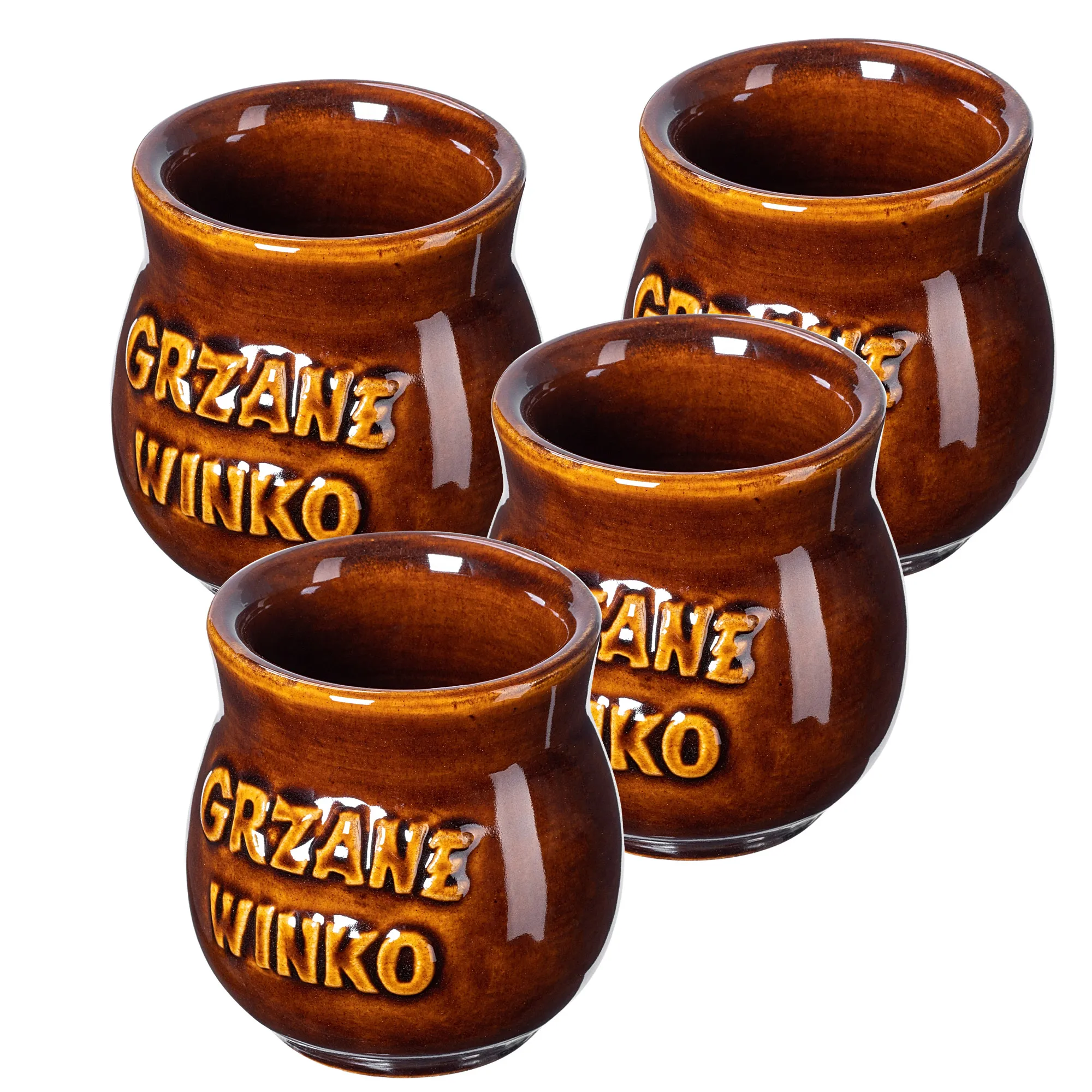 Akmens masės puodeliai su užrašu „Olympia“, 0,25 l, 4 vnt.