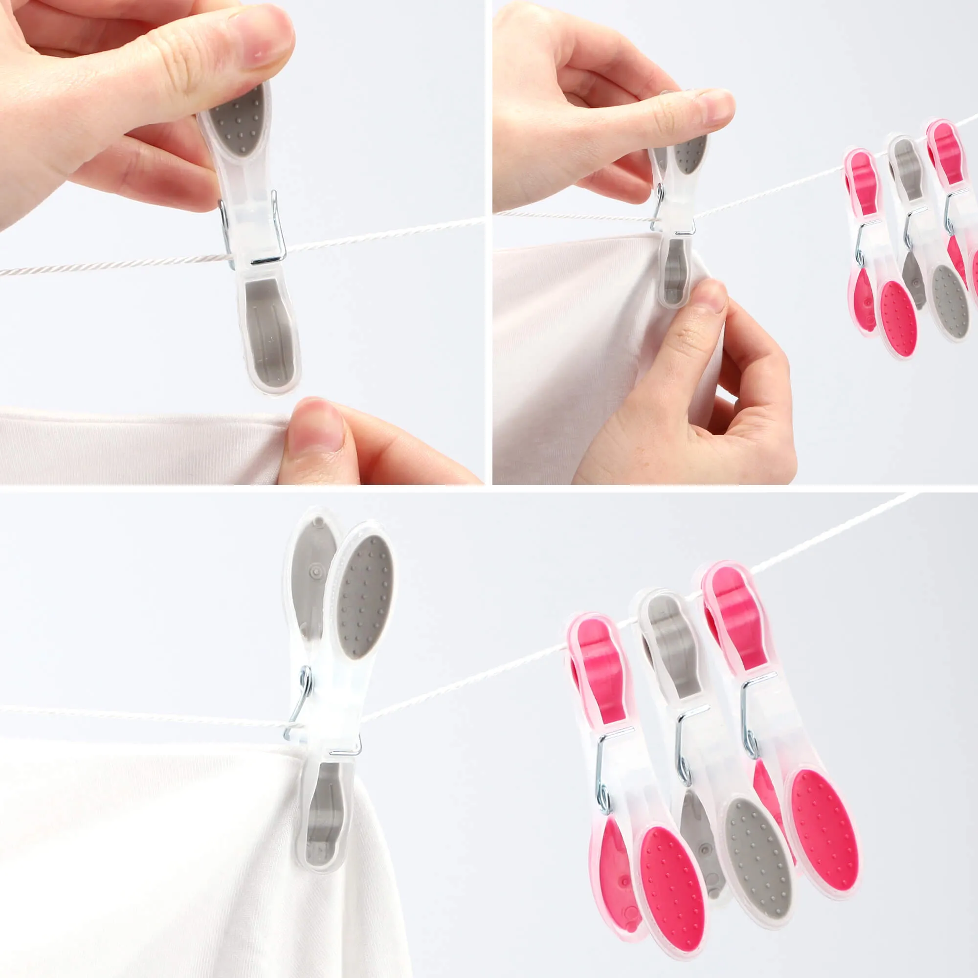 „Luant“ plastikiniai skalbinių segtukai, pilki ir rožiniai, 12 vnt.