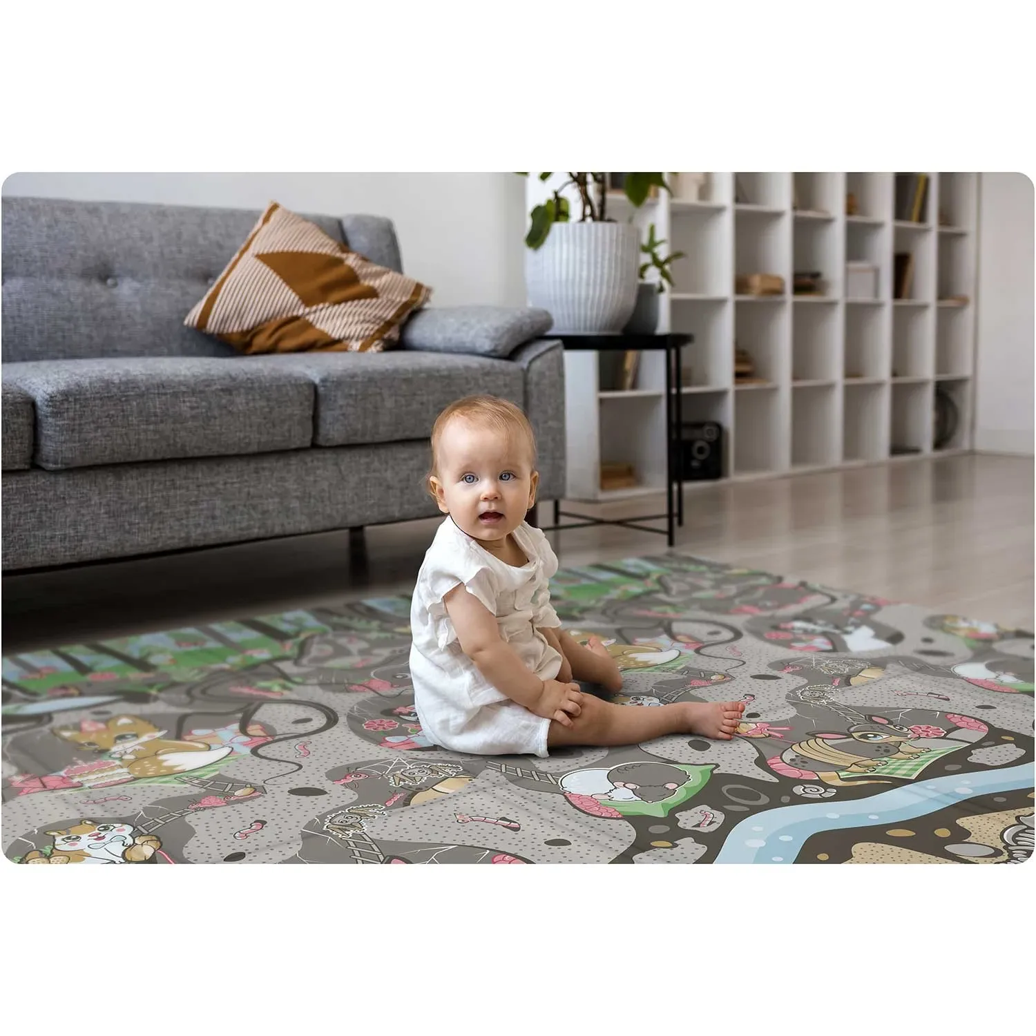 Sulankstomas putplasčio kilimėlis 200 x 180 x 1 cm Nukido NK-340 antžeminis traukinys - nuotrauka 1