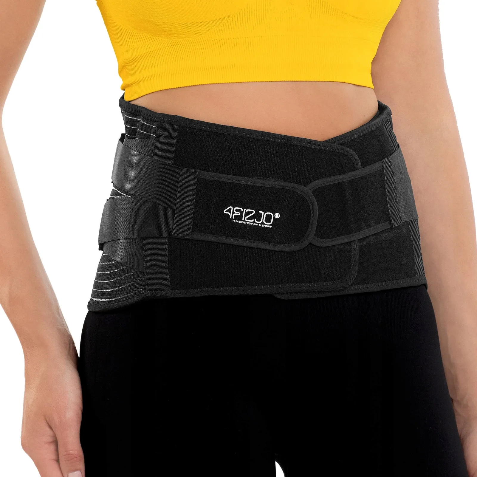 XL dydžio juodos spalvos ortopedinis diržas juosmens stuburui