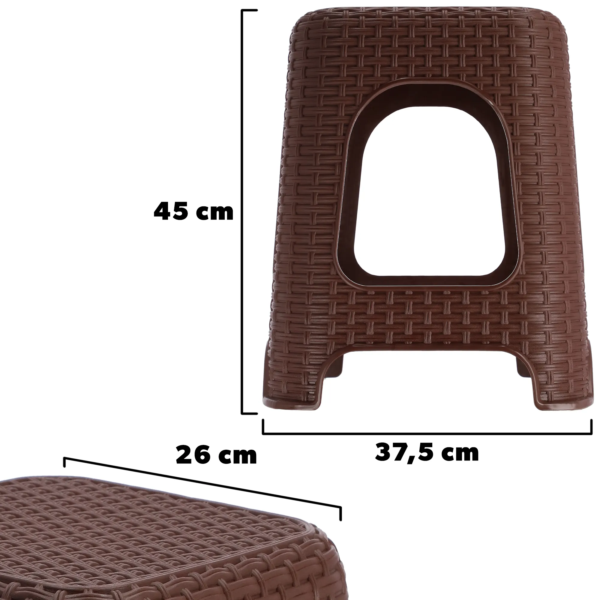 Rotango taburetės 45 x 26 cm rudos, 4 vnt.