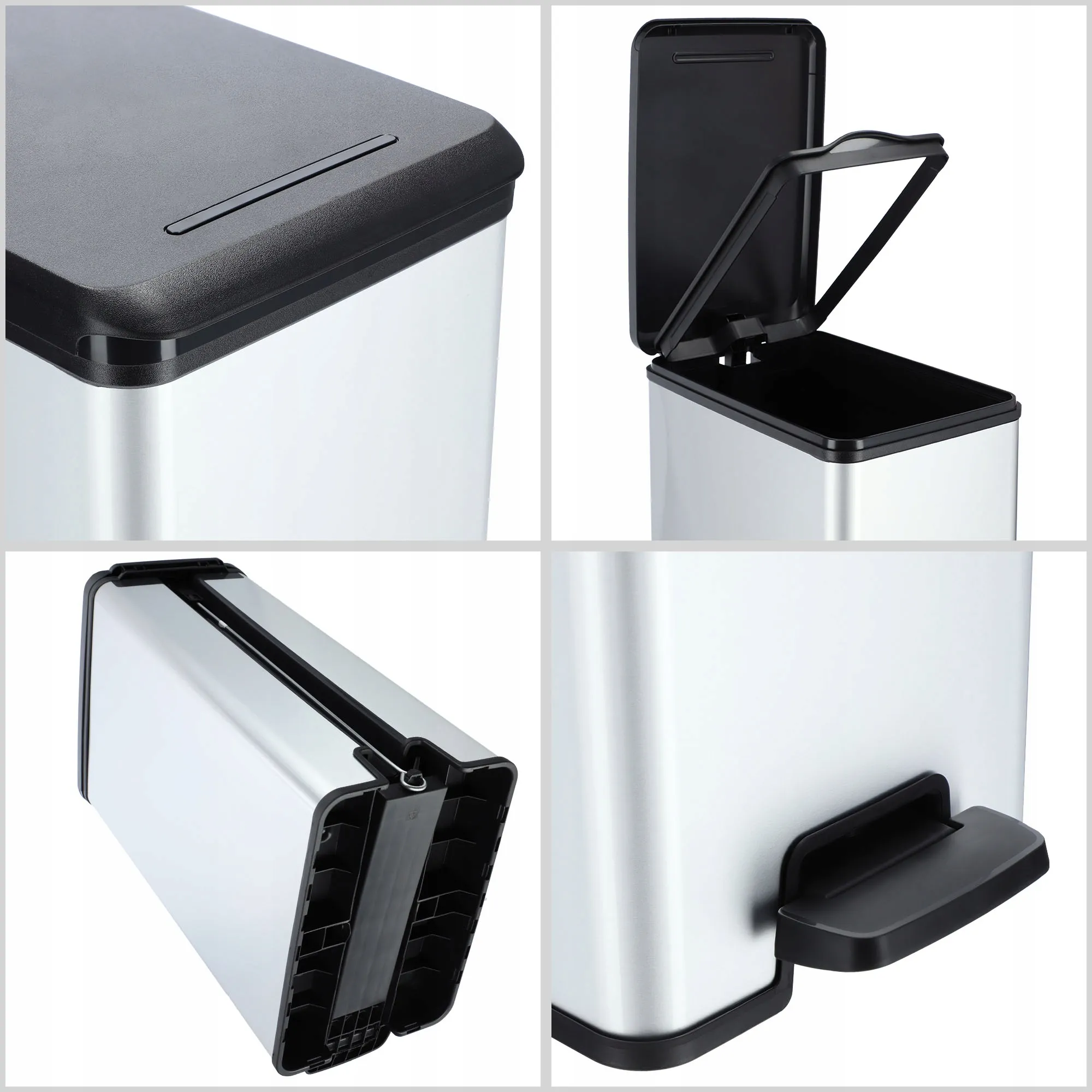 Curver Slim šiukšliadėžė 40 l, sidabrinė