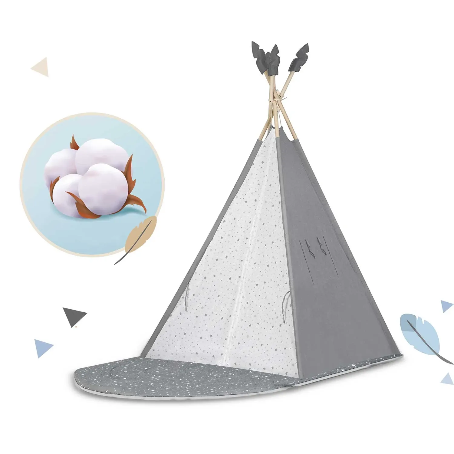 NK-406 Nukido tipi palapinė vaikams - pilka - nuotrauka 1