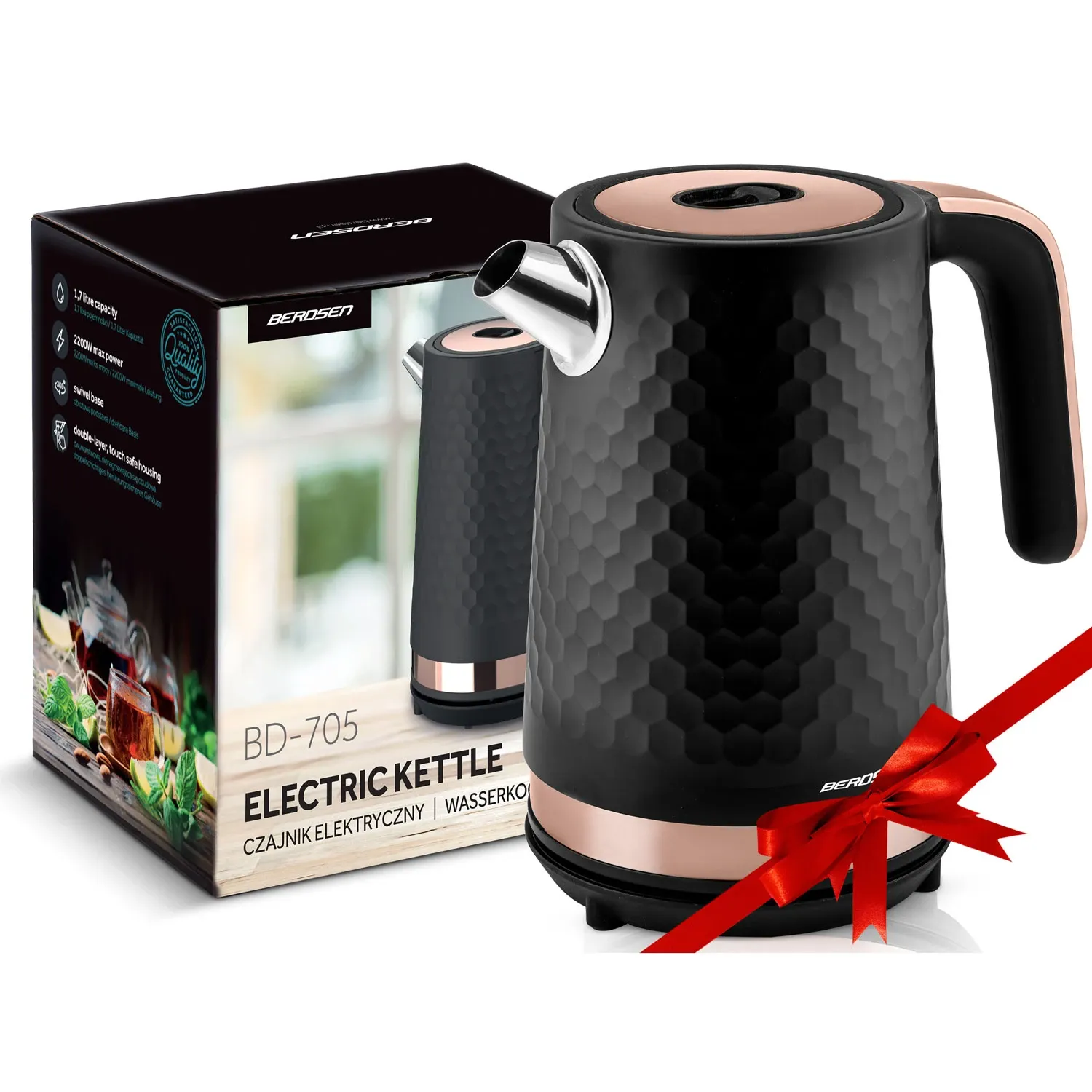 Berdsen BD-705 1,7 l elektrinis virdulys, juodas ir varinis - nuotrauka 1