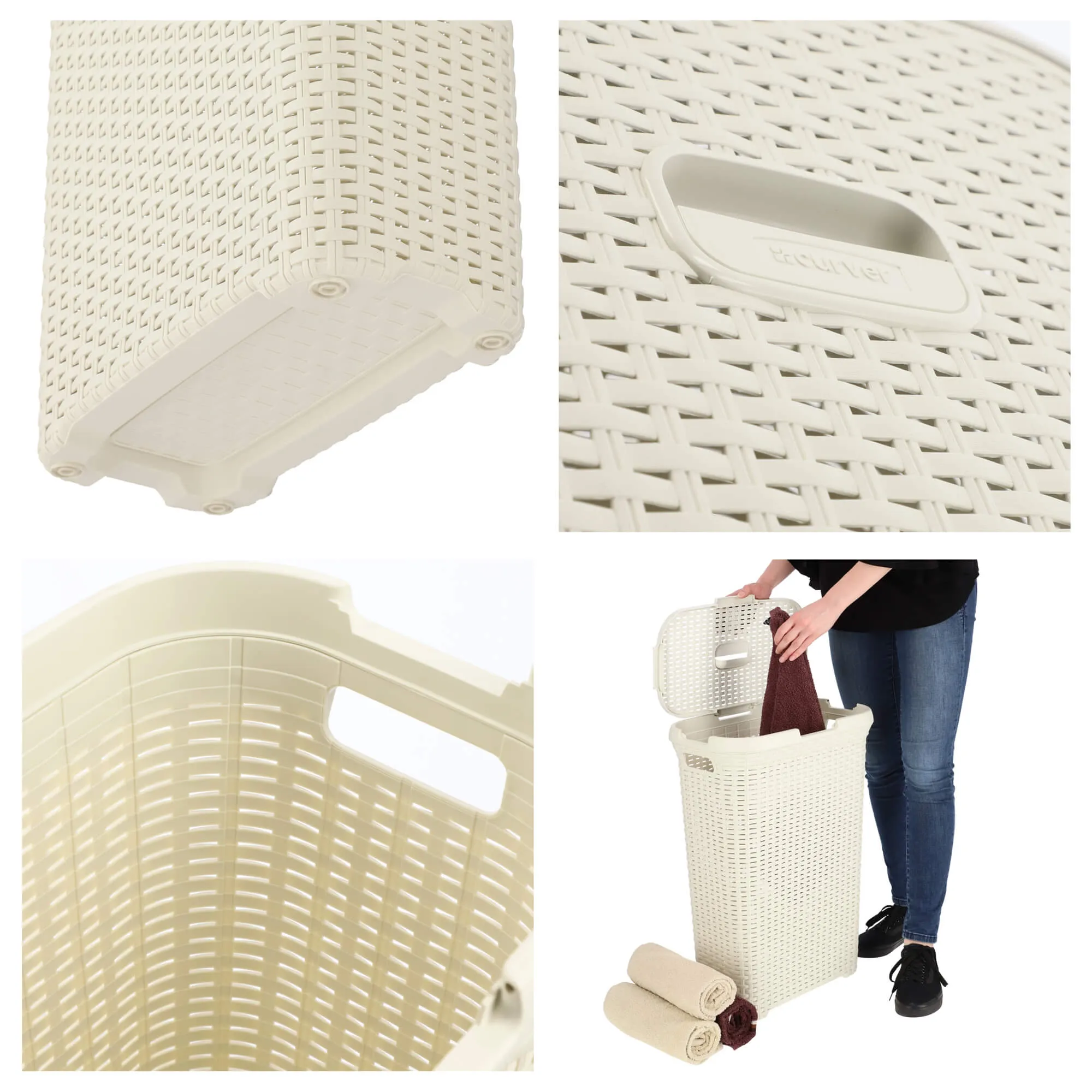 „Curver Natural Style“ 40 l krepšelis su dangčiu, kreminės spalvos