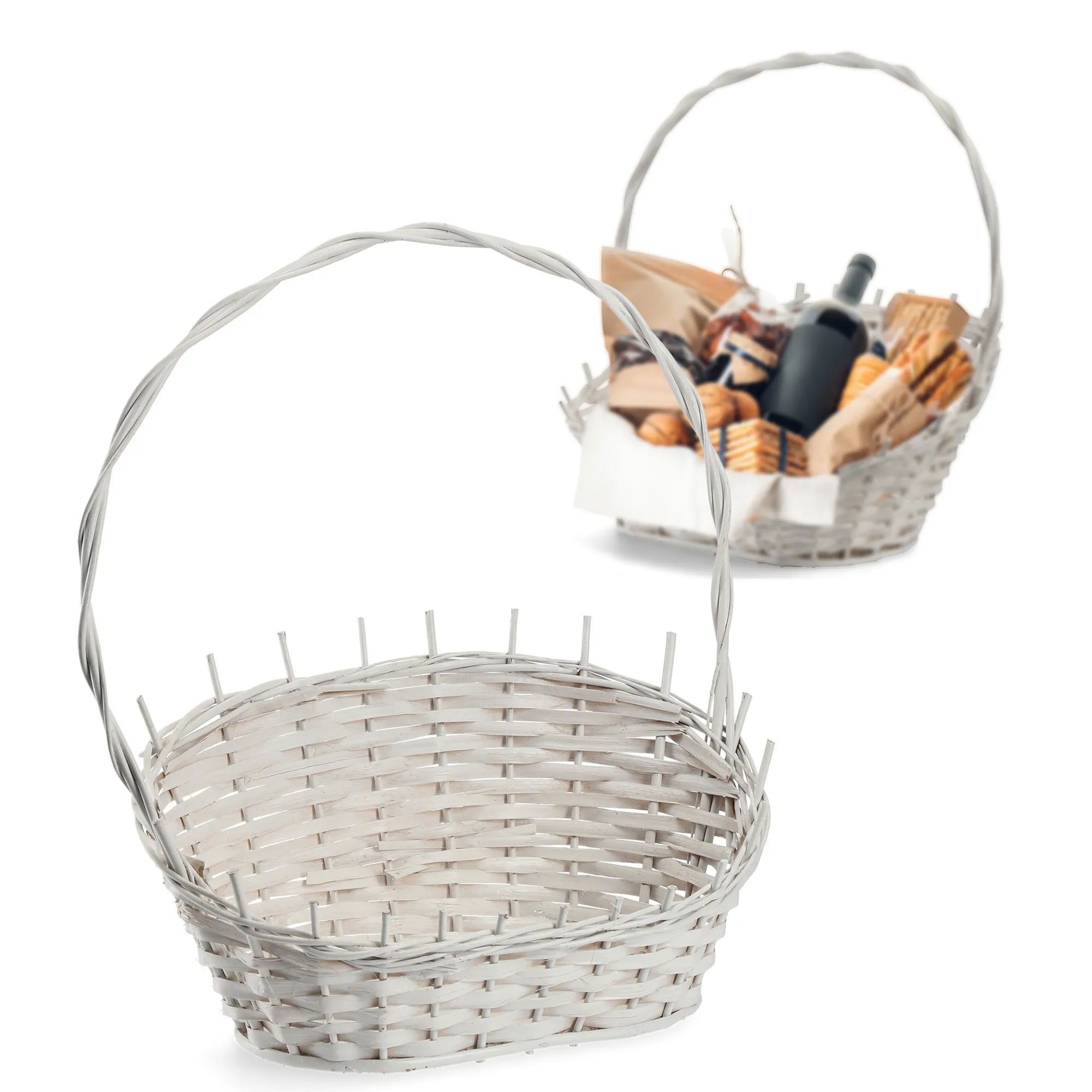 „Mede“ pinti dovanų krepšeliai, balti, vidutinio dydžio