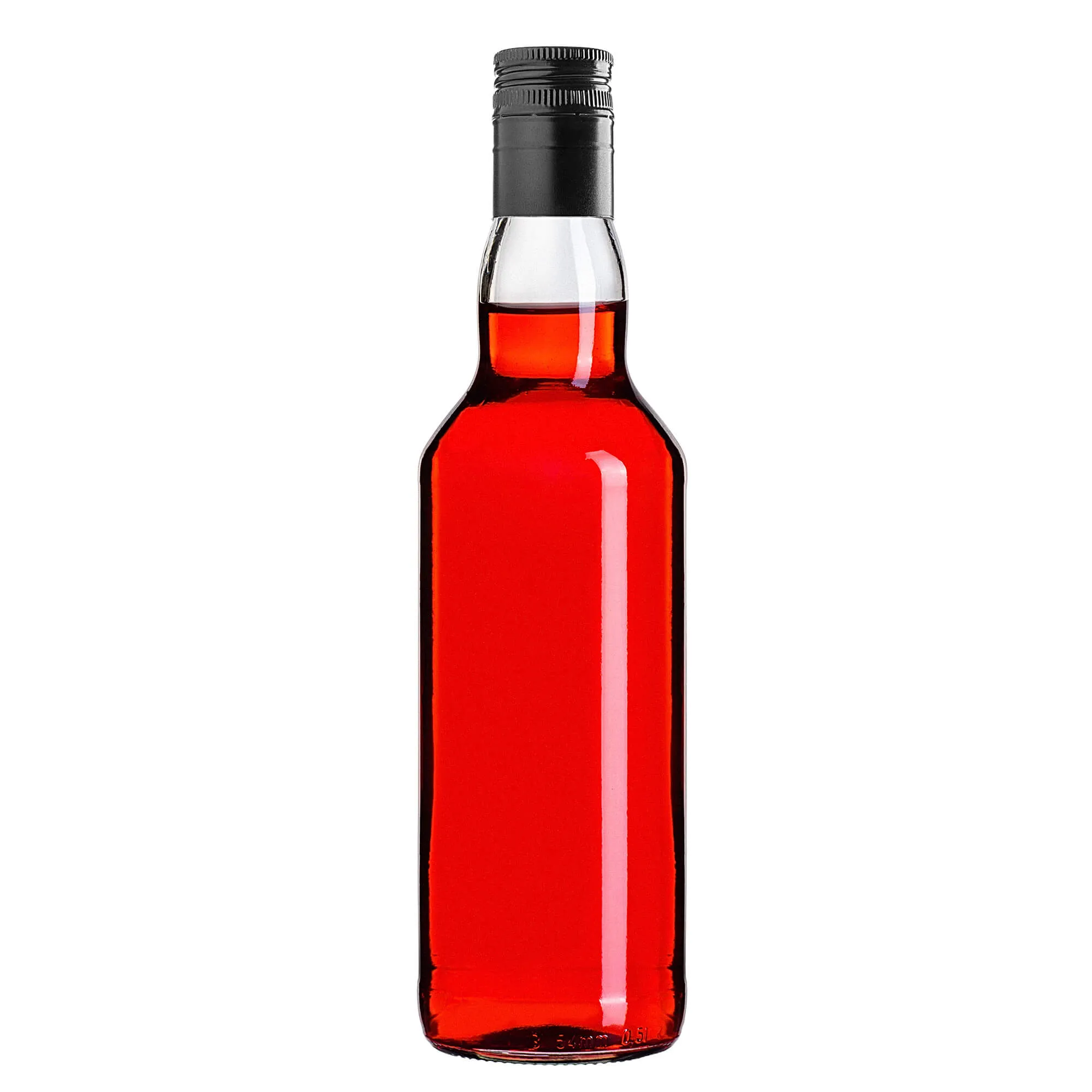 Monopol stiklinis butelis 500 ml su ilgu juodu dangteliu 1 vnt.