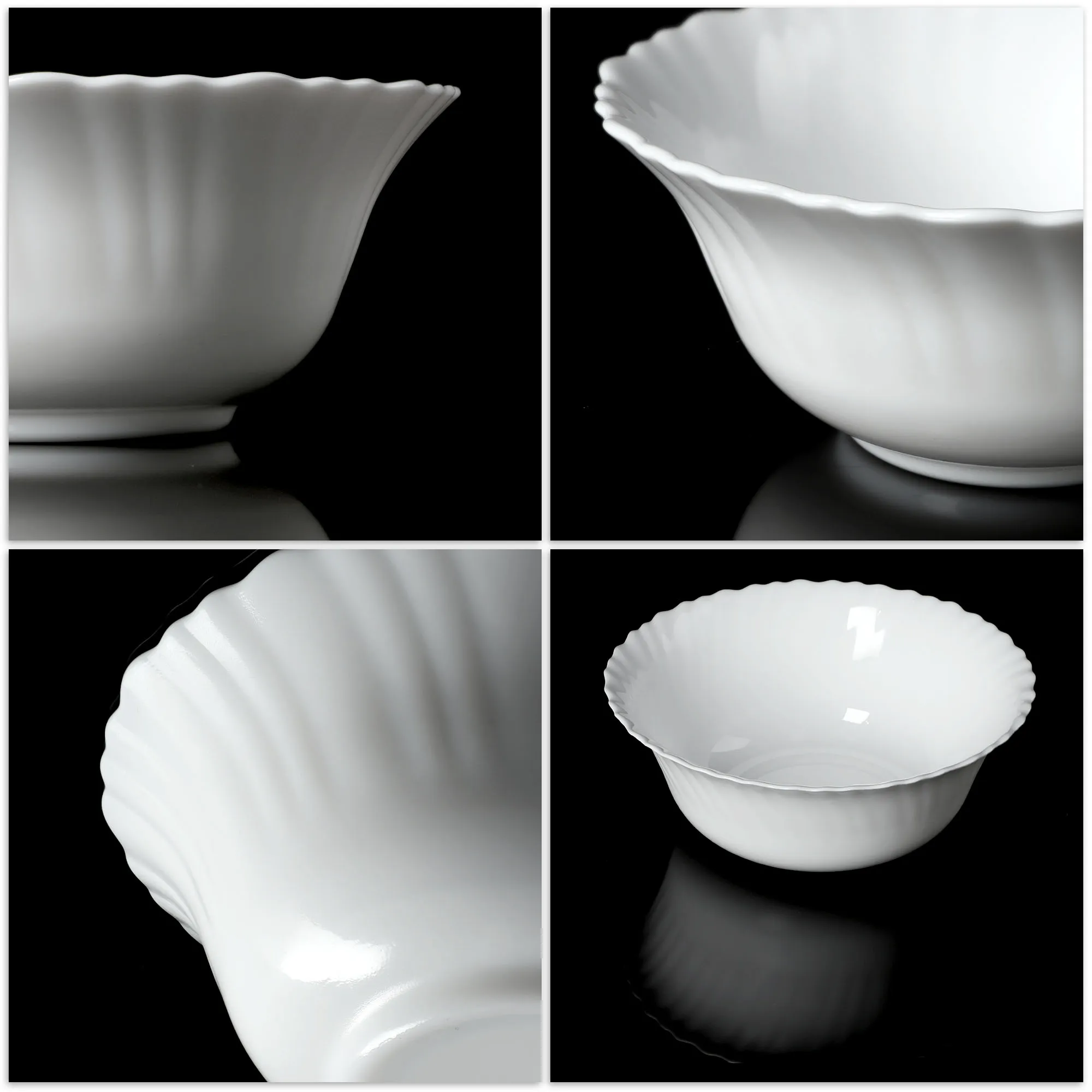 Auris stiklinis salotų dubuo, 23 cm, baltas