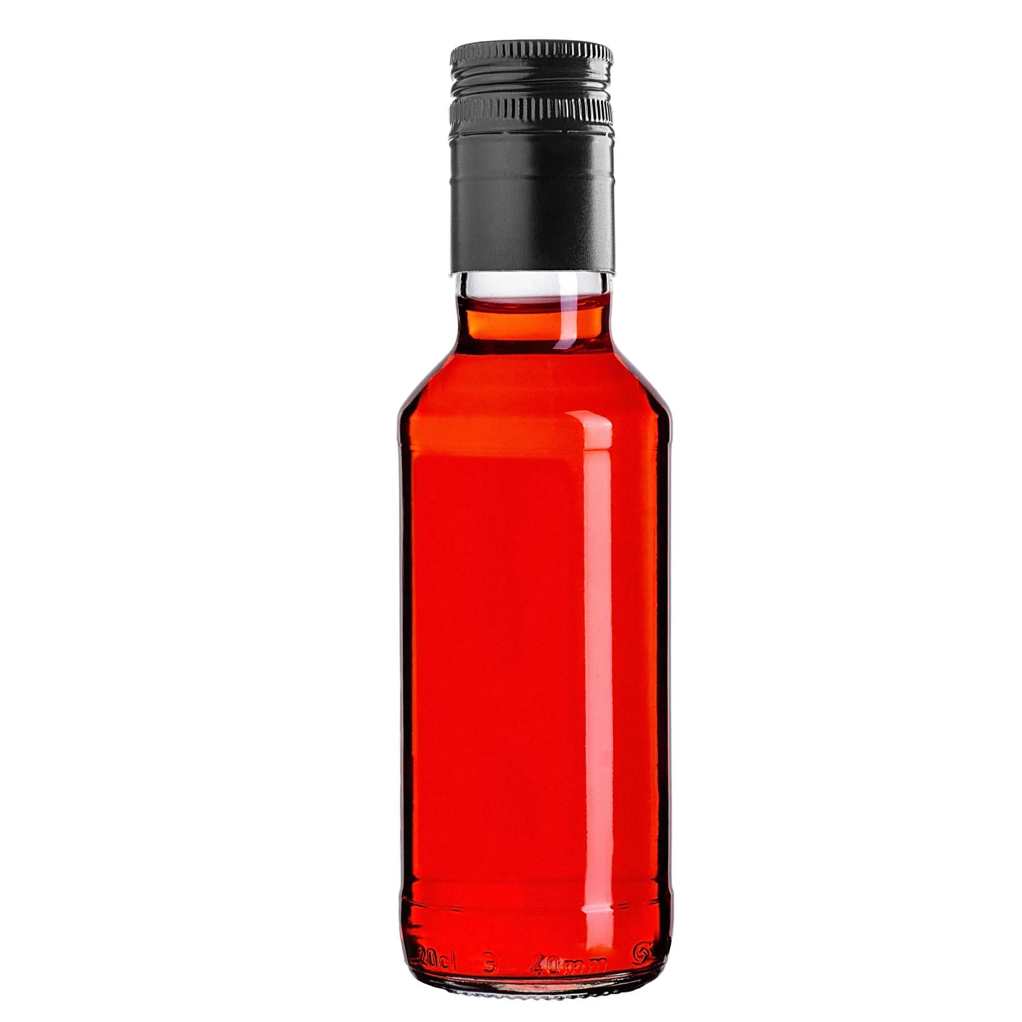 Monopol stiklinis butelis 200 ml su ilgu juodu dangteliu 1 vnt.