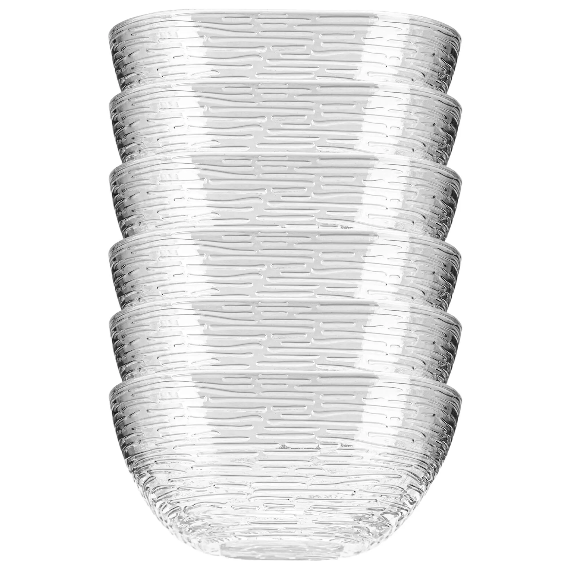 Venosa stikliniai salotų dubenėliai, 20 cm, žievės rašto, 6 vnt.