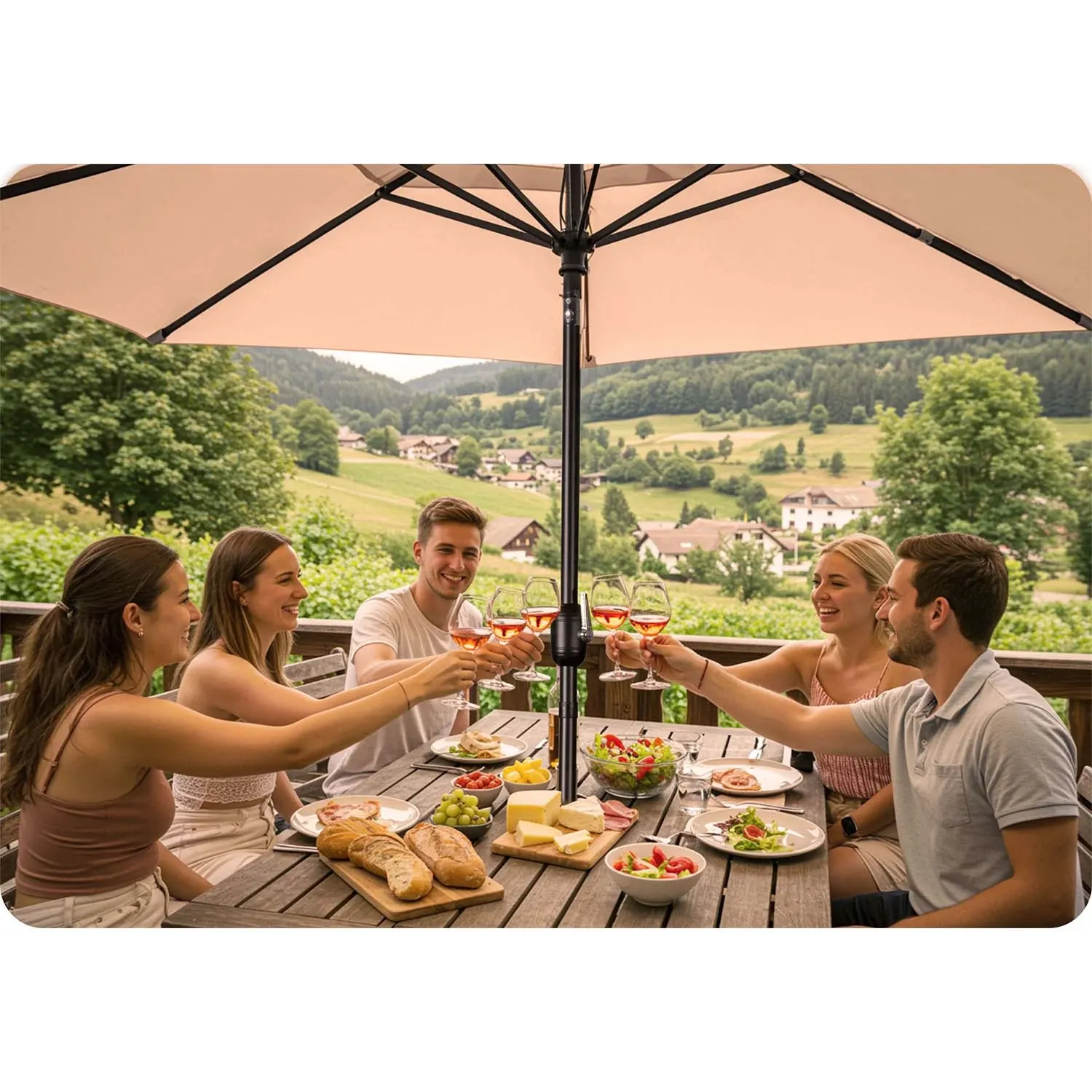 Sulankstomas sodo skėtis, 6 dalių, 300 cm, su uždanga, „Plonos PL-884“ - nuotrauka 1