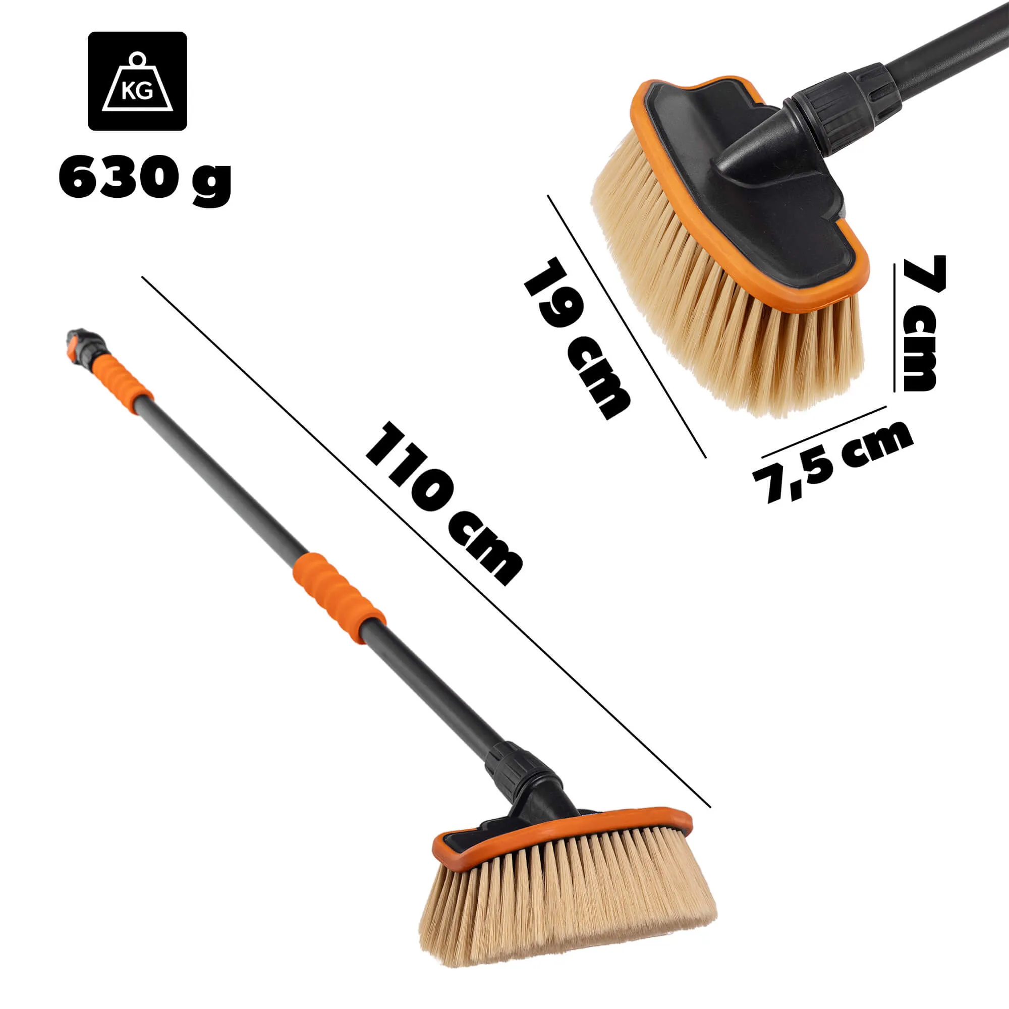 Antony skalbimo šepetys su vožtuvu, 2 plokštumų, 110 x 20 cm