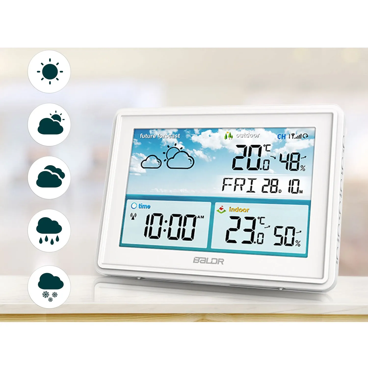 Meteorologinė stotelė su ekranu BD-909, balta - nuotrauka 1