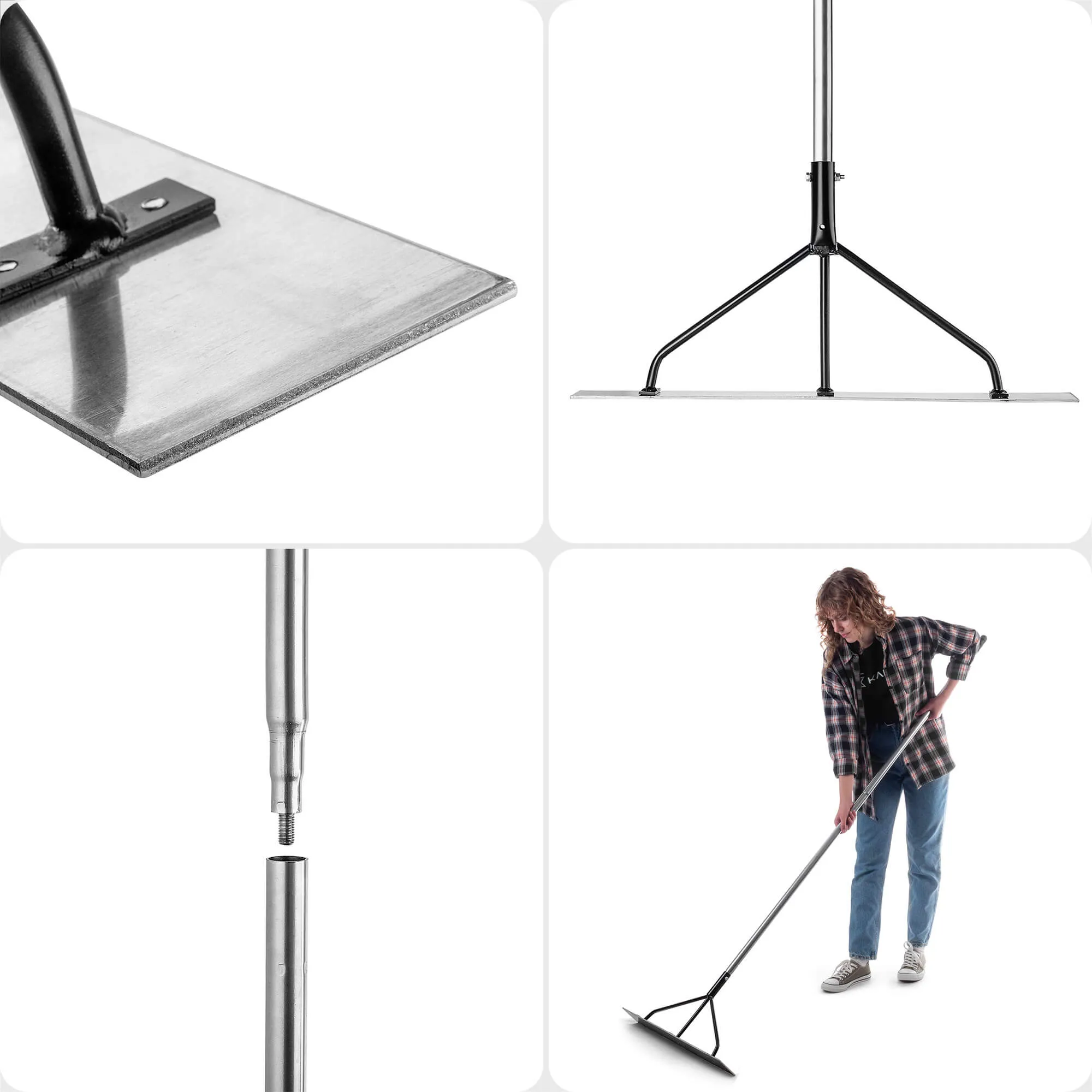 Berga aliuminio betono grandiklis su metaline rankena